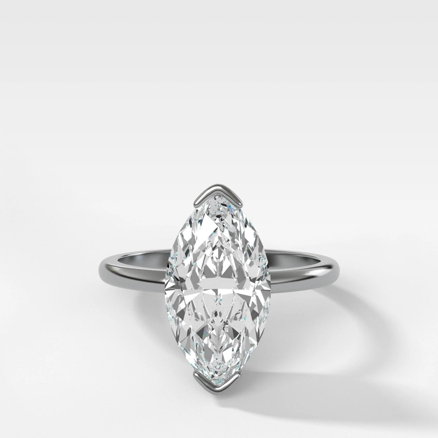 North South Half Bezel Solitaire Engagement Ring With Marquise Cut Diamond - Image 4