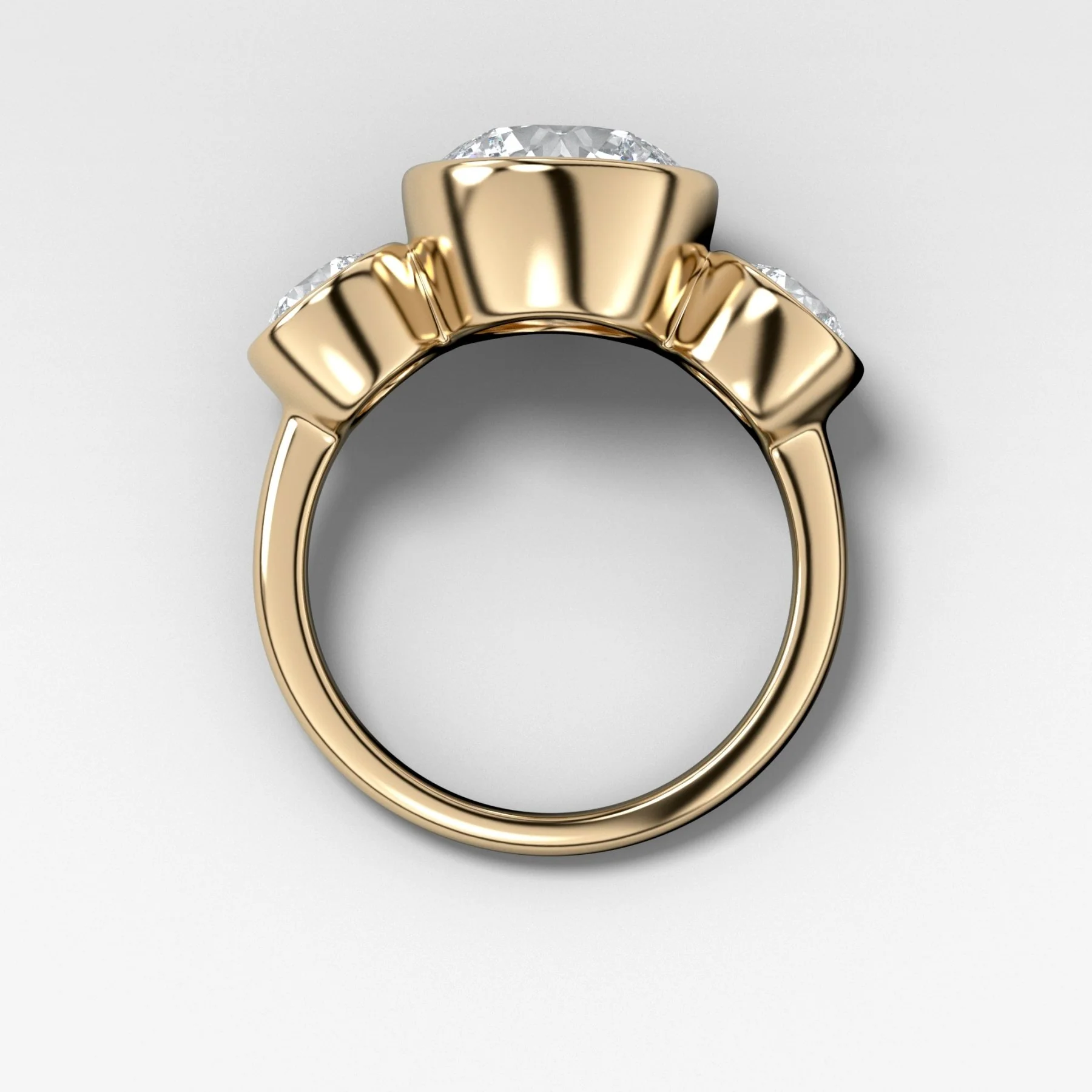 Penumbra Bezel Triad Engagement Ring With 3.14ct Lab Grown Round Cut Diamond - Image 3