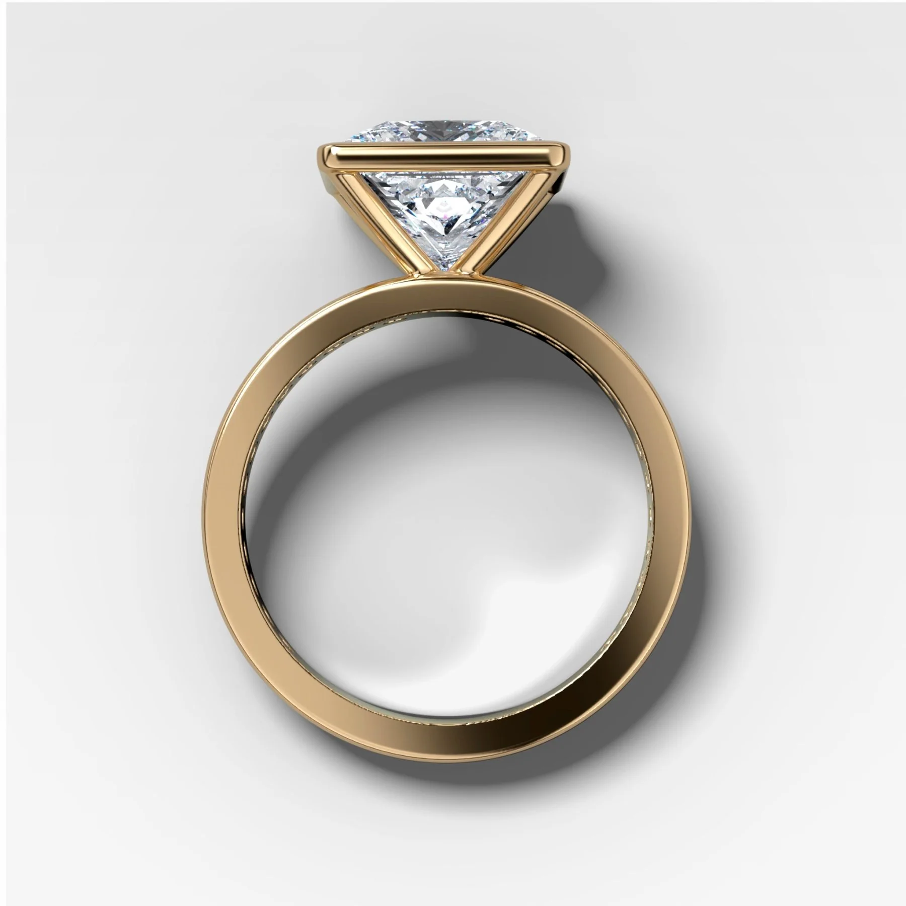 Petite Channel Bezel Set Engagement Ring with Princess Cut Diamond - Image 2