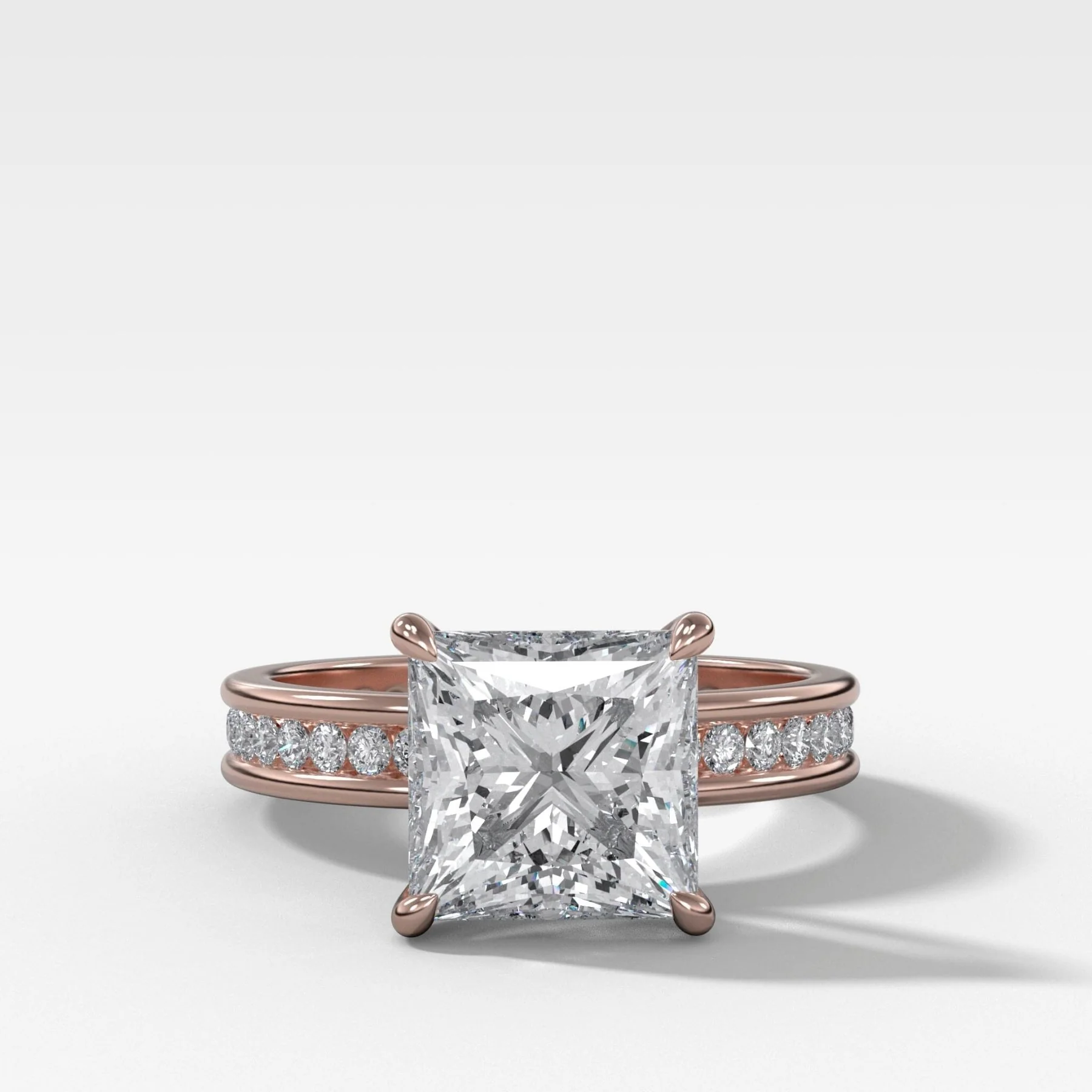 Petite Channel Set Engagement Ring with Princess Cut Diamond - Image 4