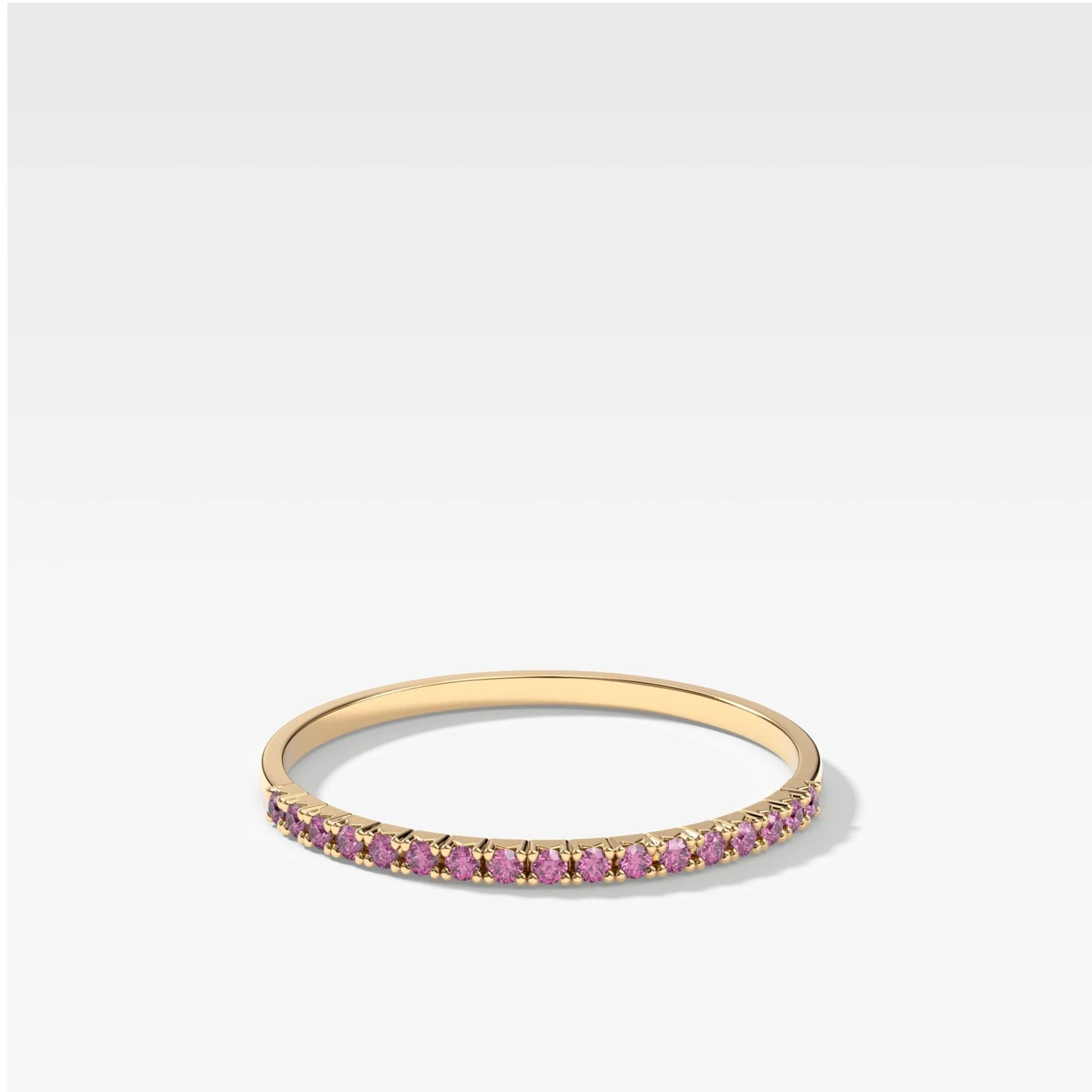 Petite French Pavé Wedding Band With Pink Sapphires