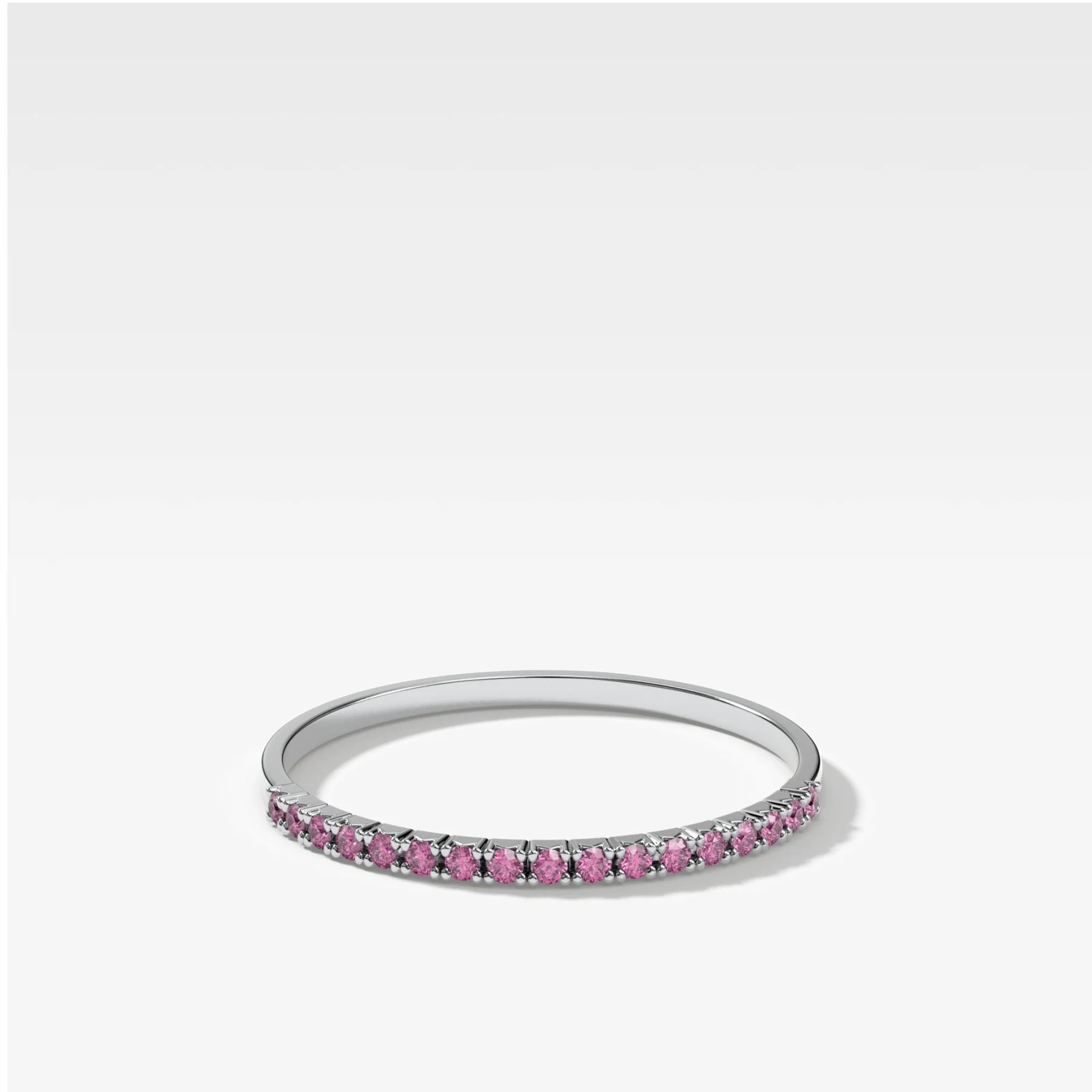 Petite French Pavé Wedding Band With Pink Sapphires - Image 2