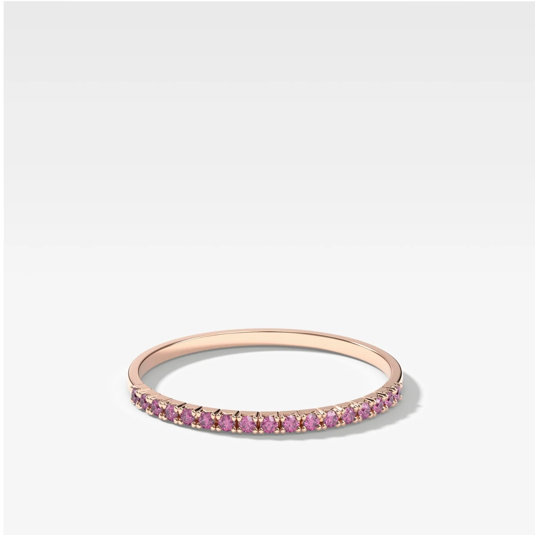 Petite French Pavé Wedding Band With Pink Sapphires - Image 3