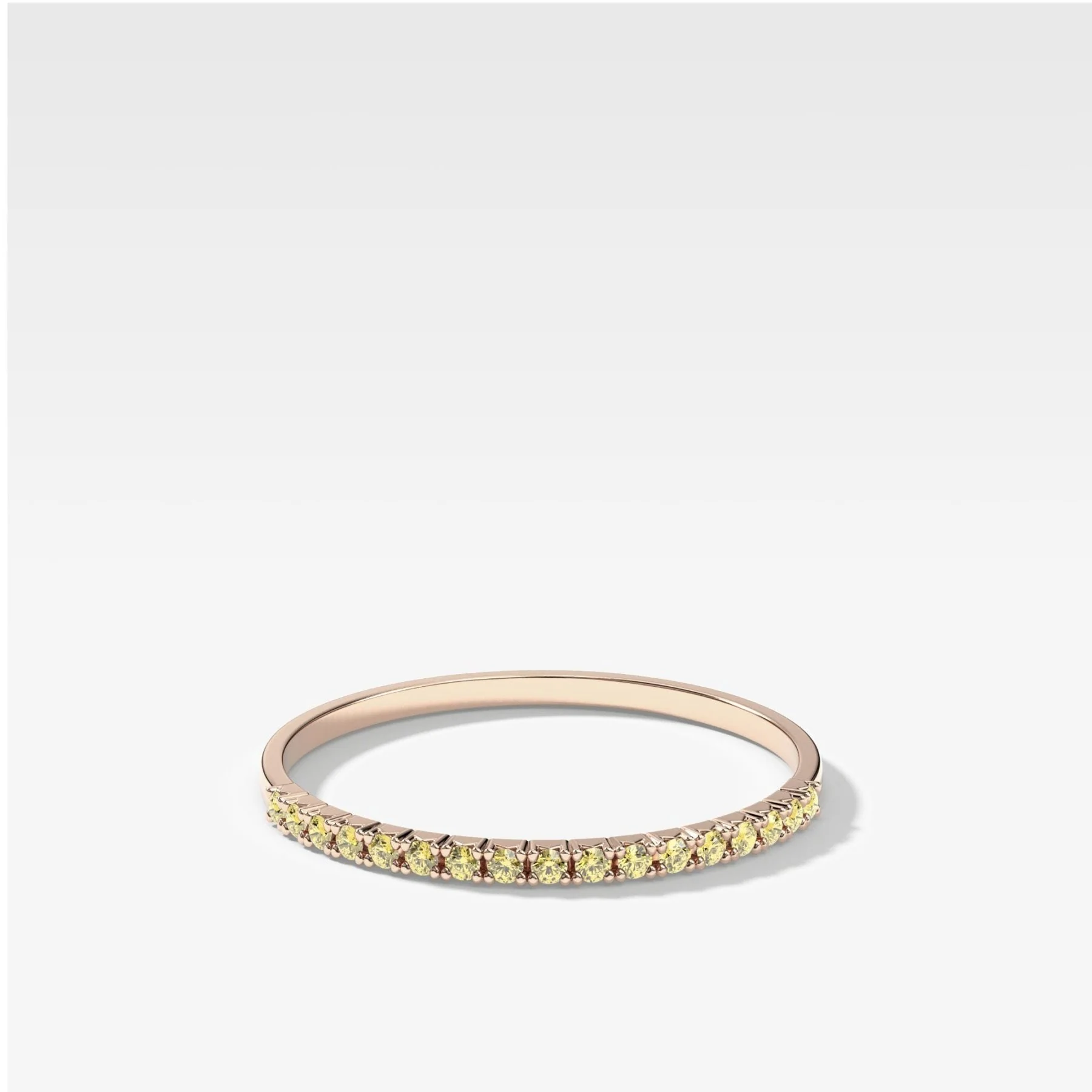 Petite French Pavé Wedding Band With Canary Yellow Diamonds - Image 3