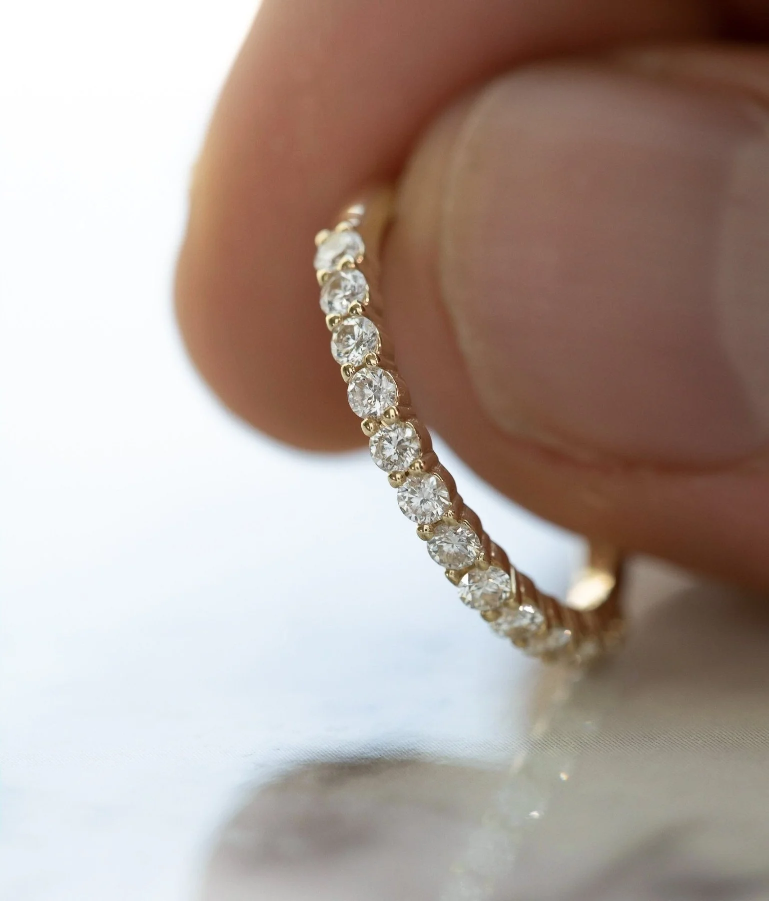 Petite Shared Prong Wedding Band with Round diamonds - Image 5
