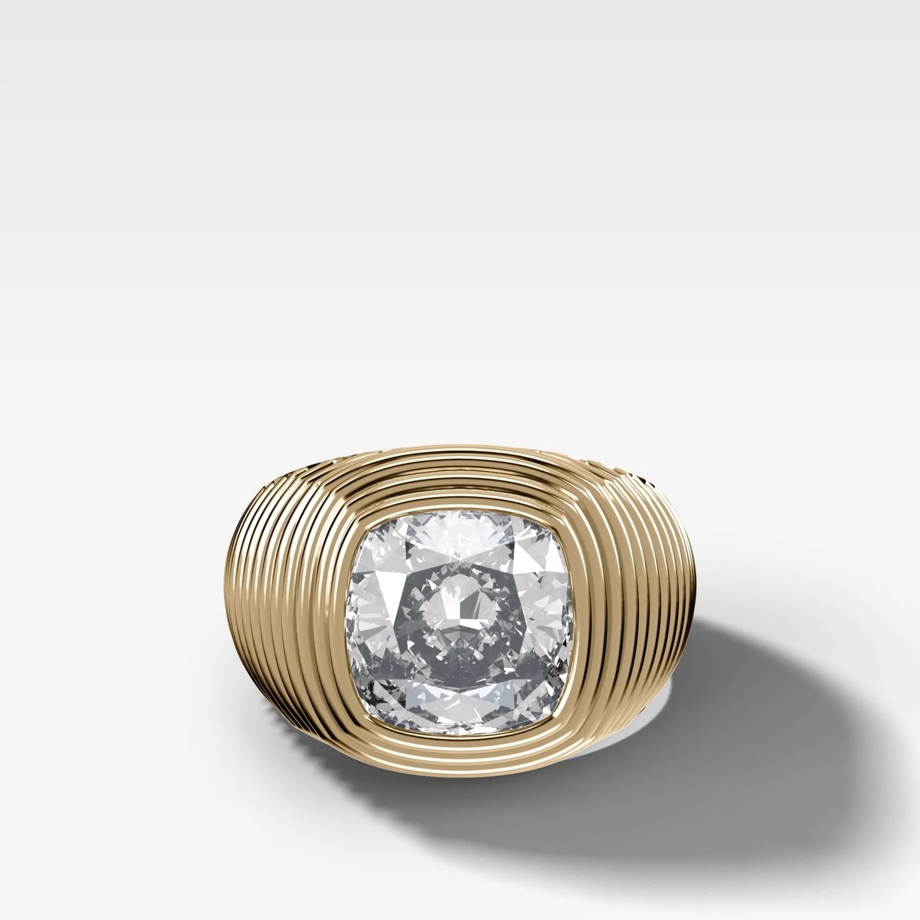 Ripple Solitaire Engagement Ring with Cushion Cut Diamond