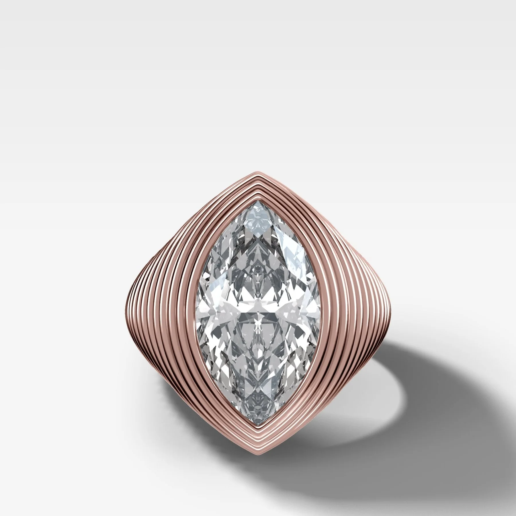 Ripple Solitaire Engagement Ring with Marquise Cut Diamond - Image 4