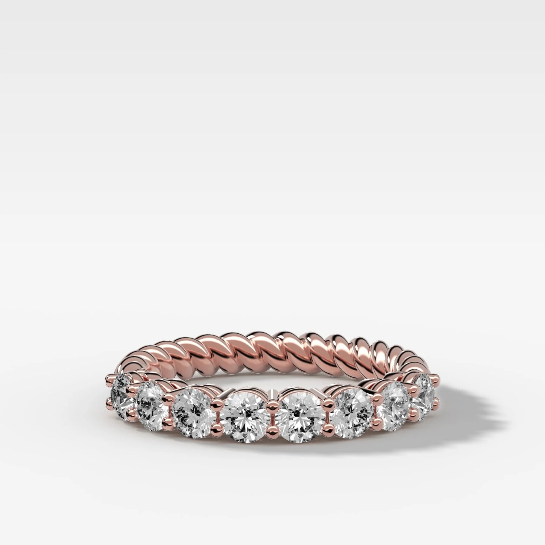 Shared Prong Rope Wedding Band With Round Diamonds - Image 4