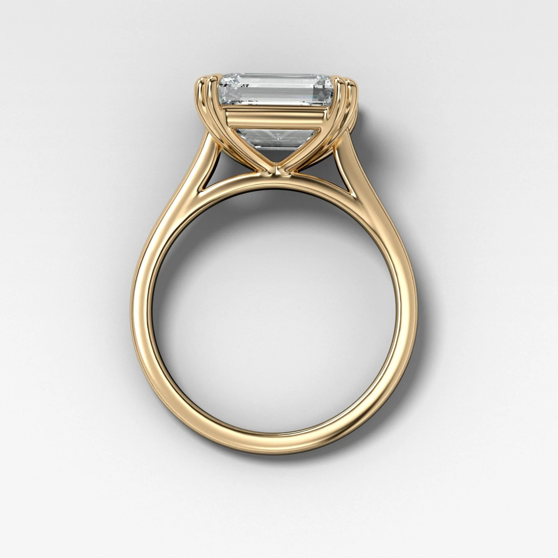 Signature Cathedral Solitaire Engagement Ring With 3.11ct Lab Grown Emerald Cut Diamond - Image 3