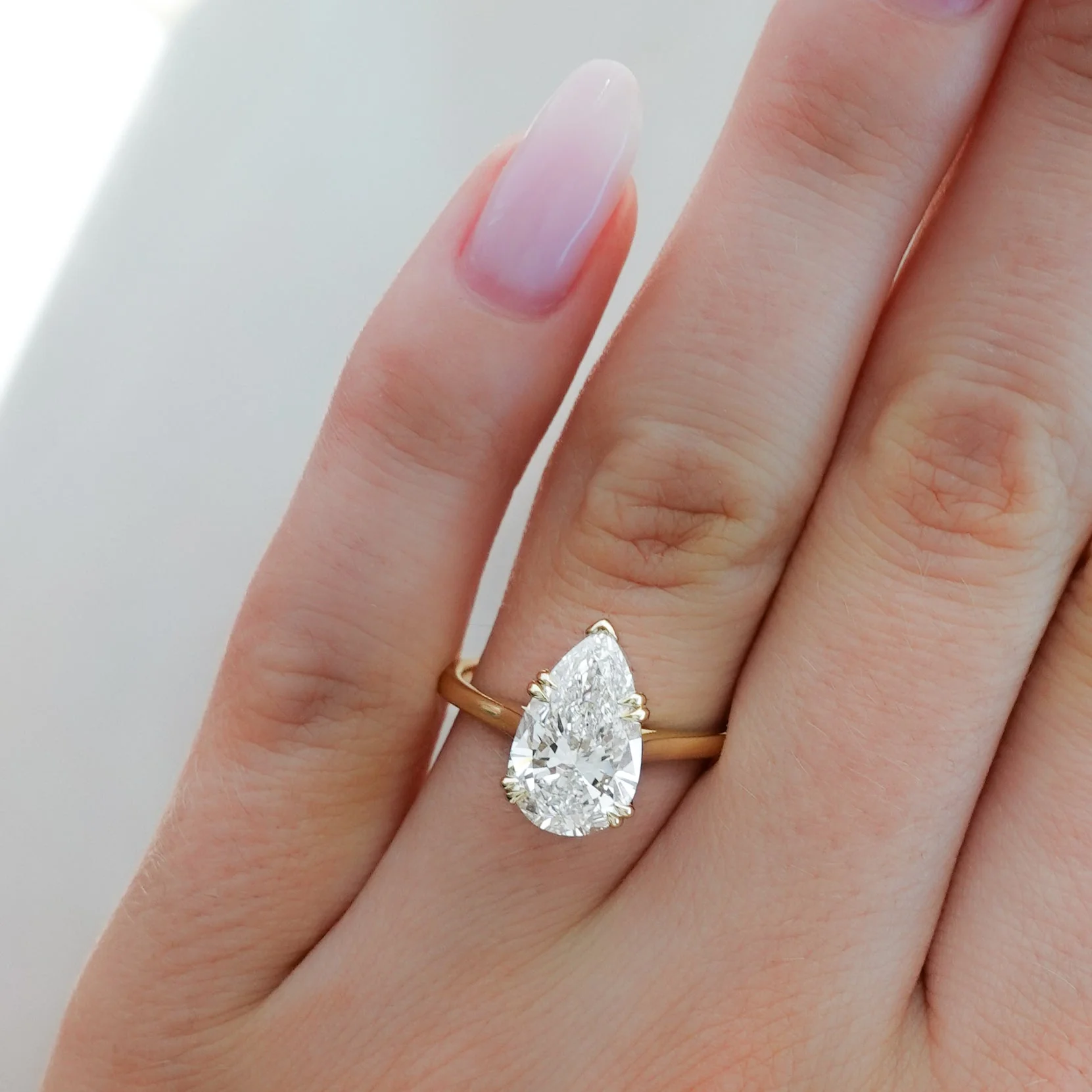Signature Cathedral Solitaire Engagement Ring With Pear Cut Diamond - Image 3