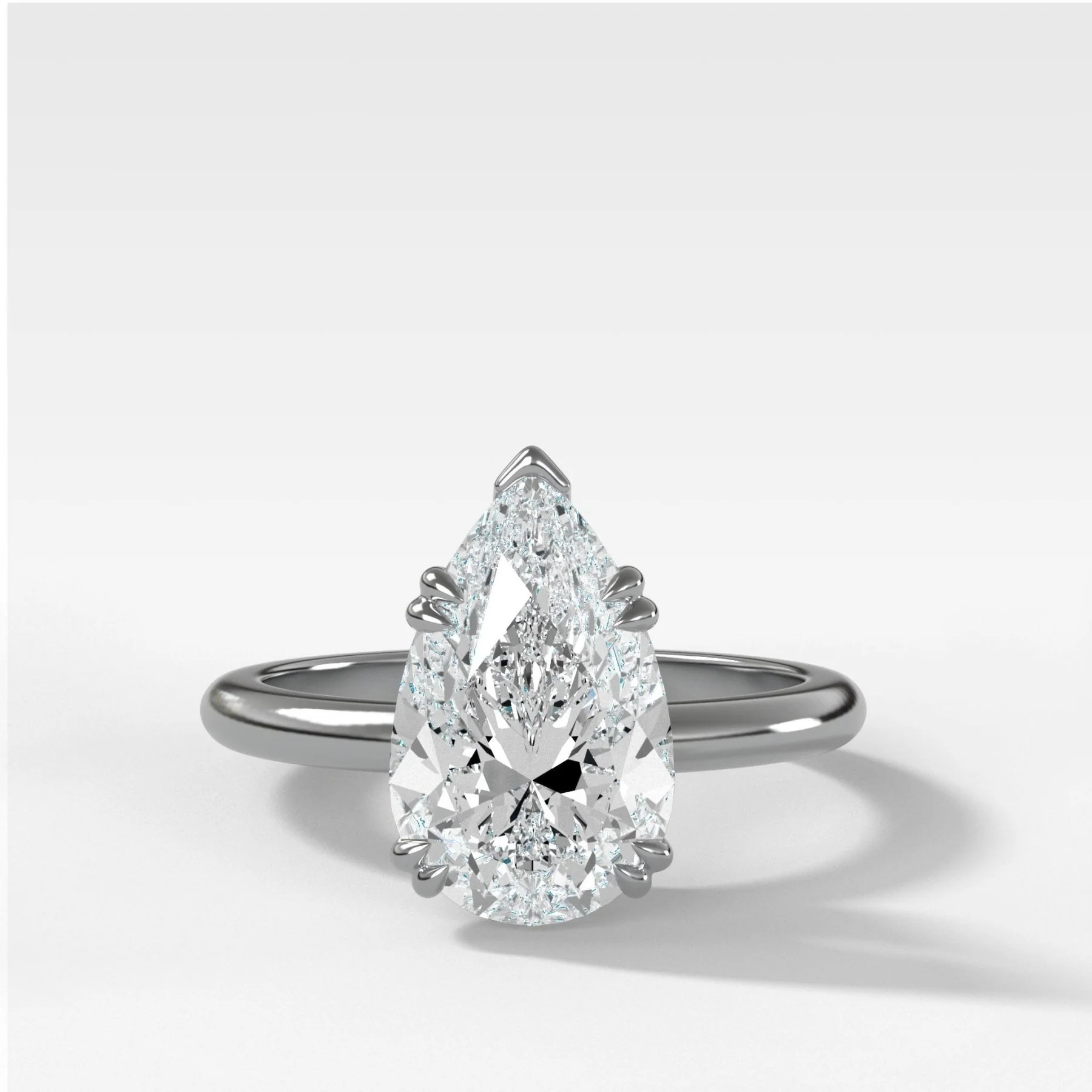 Signature Cathedral Solitaire Engagement Ring With Pear Cut Diamond - Image 4