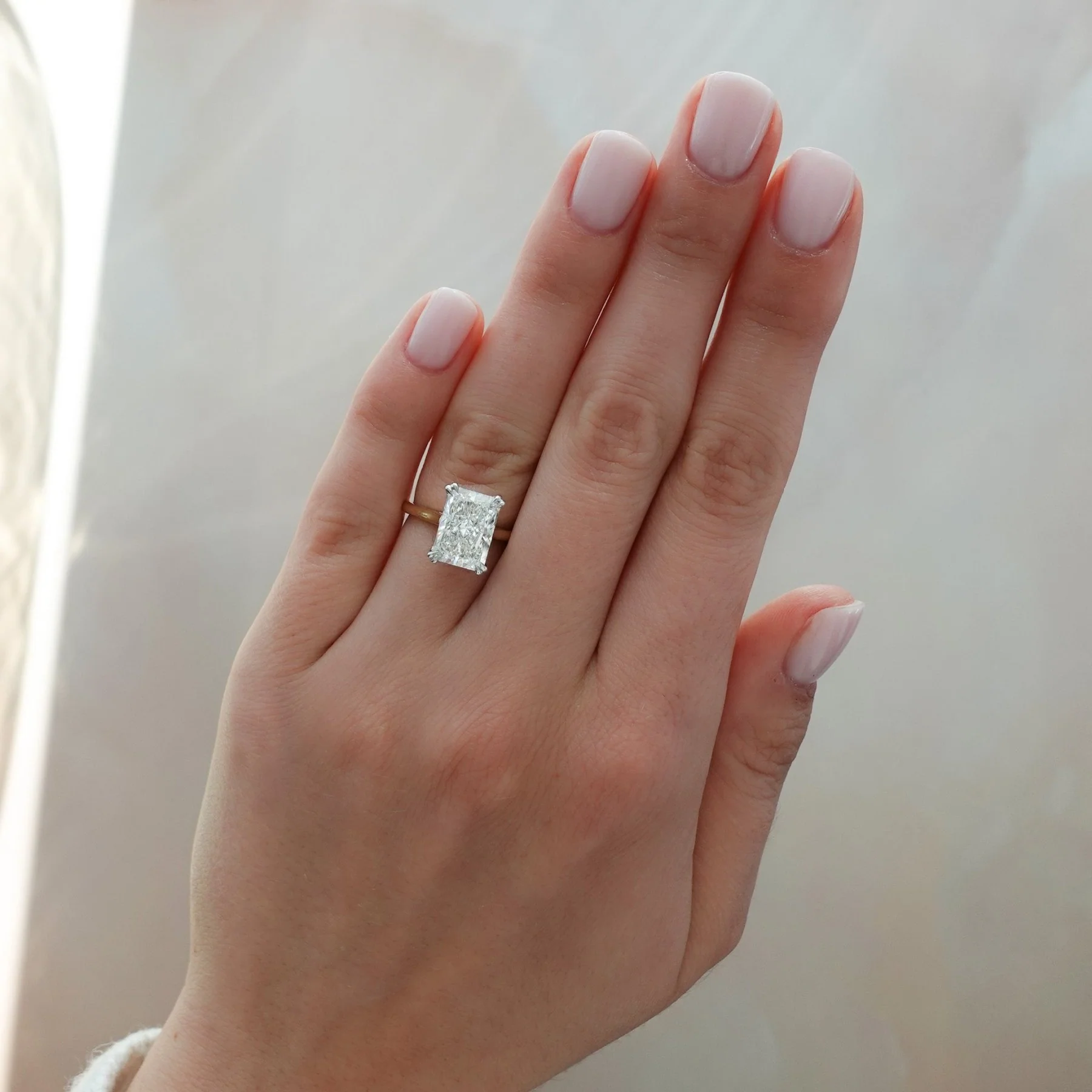 Signature Cathedral Solitaire Engagement Ring With Elongated Radiant Cut Diamond - Image 3