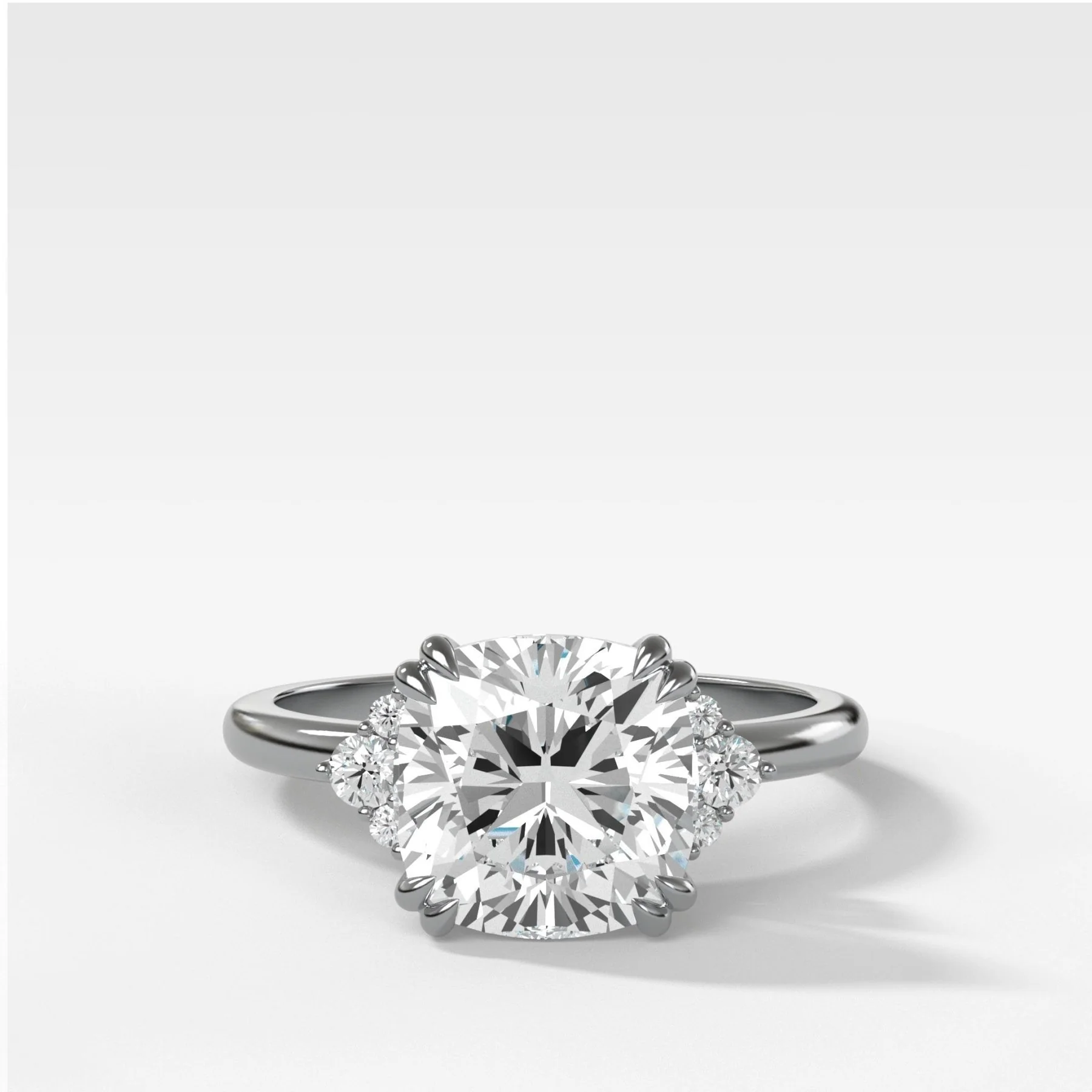 Signature Cluster Engagement Ring With Cushion Cut Diamond - Image 3
