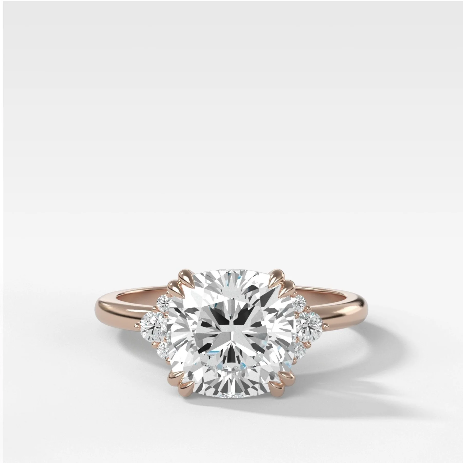 Signature Cluster Engagement Ring With Cushion Cut Diamond - Image 4