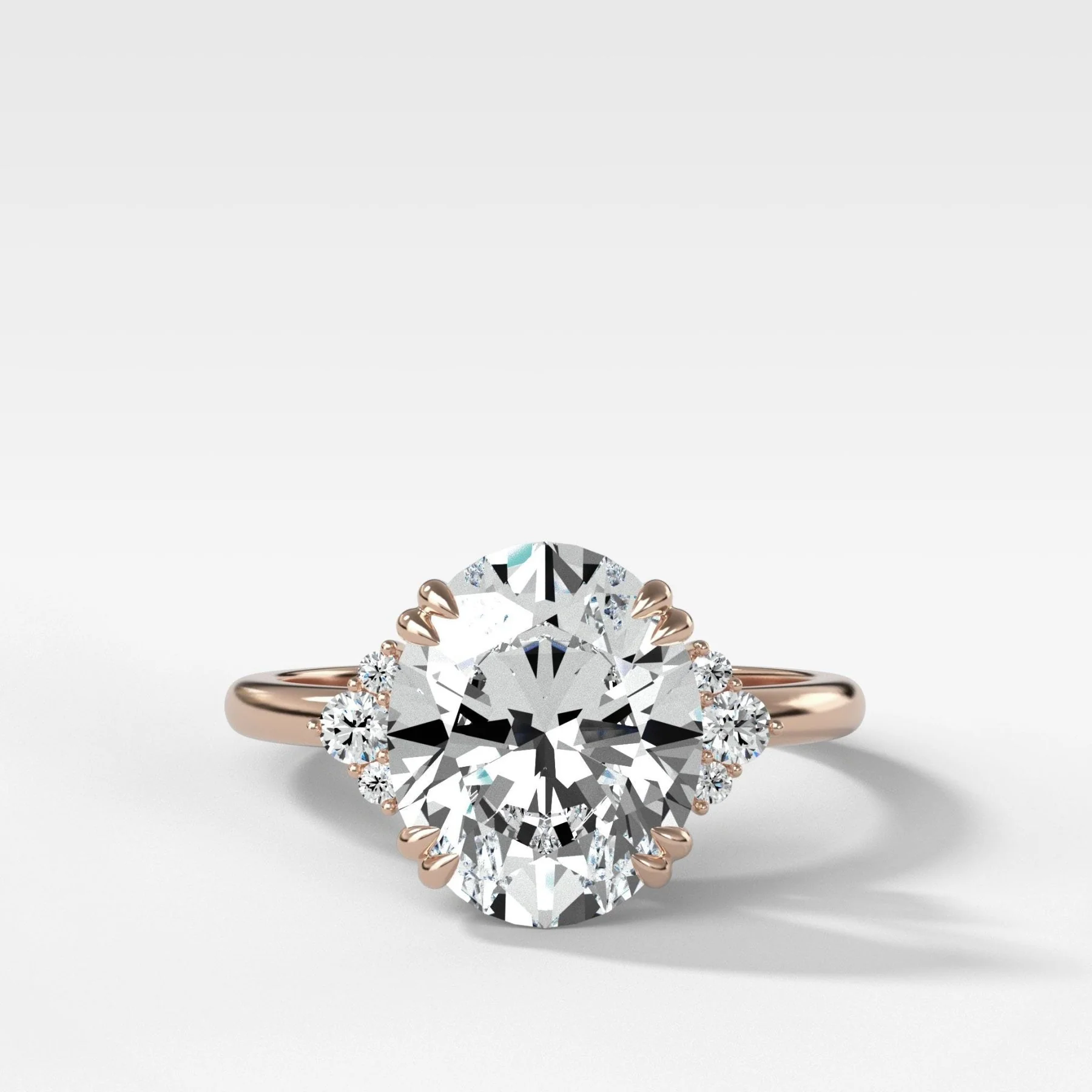 Signature Cluster Engagement Ring With Oval Cut Diamond - Image 5
