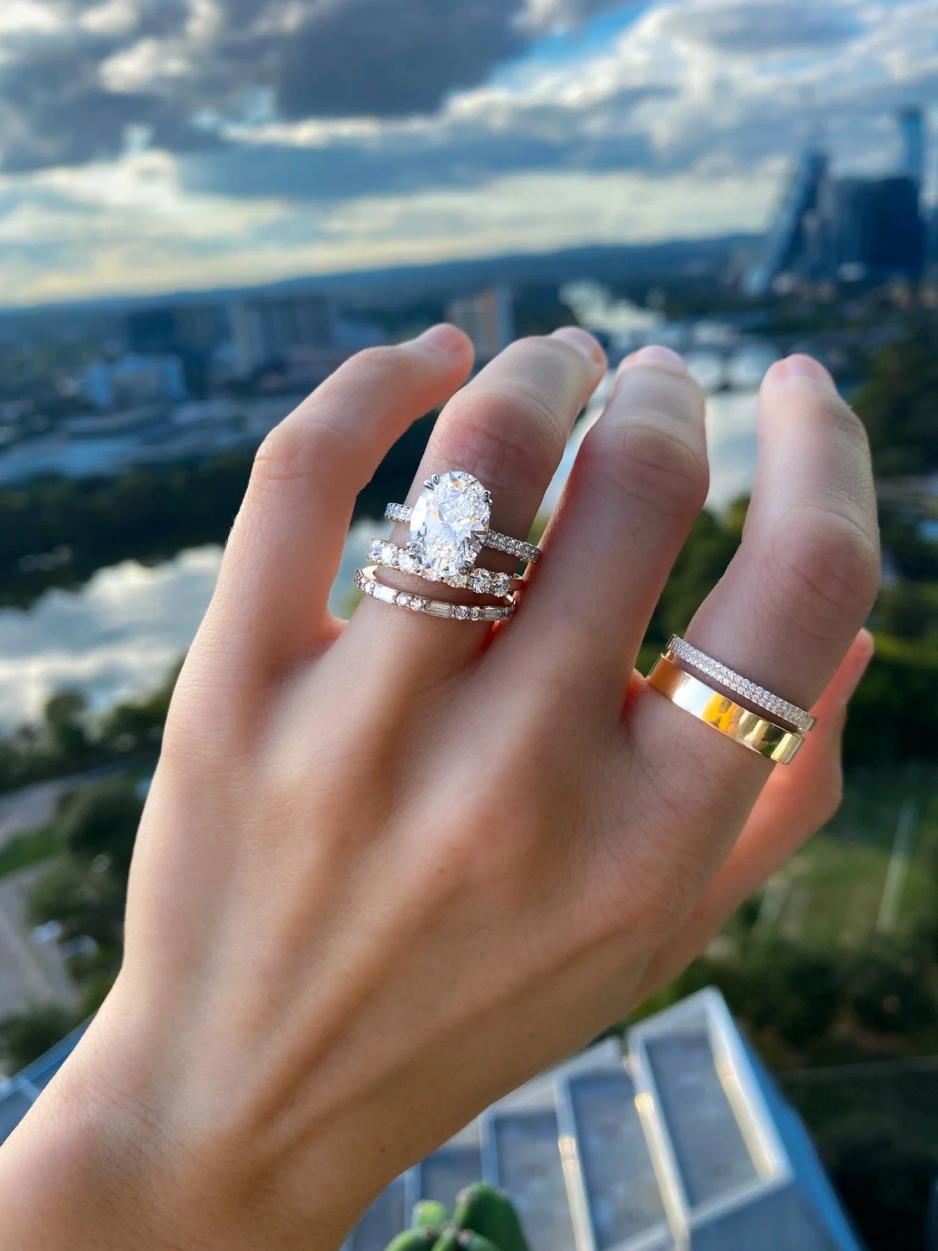 Signature Pavé Engagement Ring With Oval Cut Diamond - Image 3