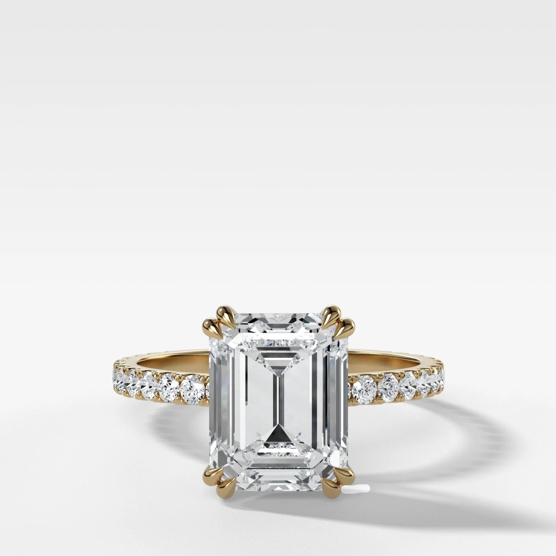 Signature Pavé Engagement Ring With Emerald Cut Diamond