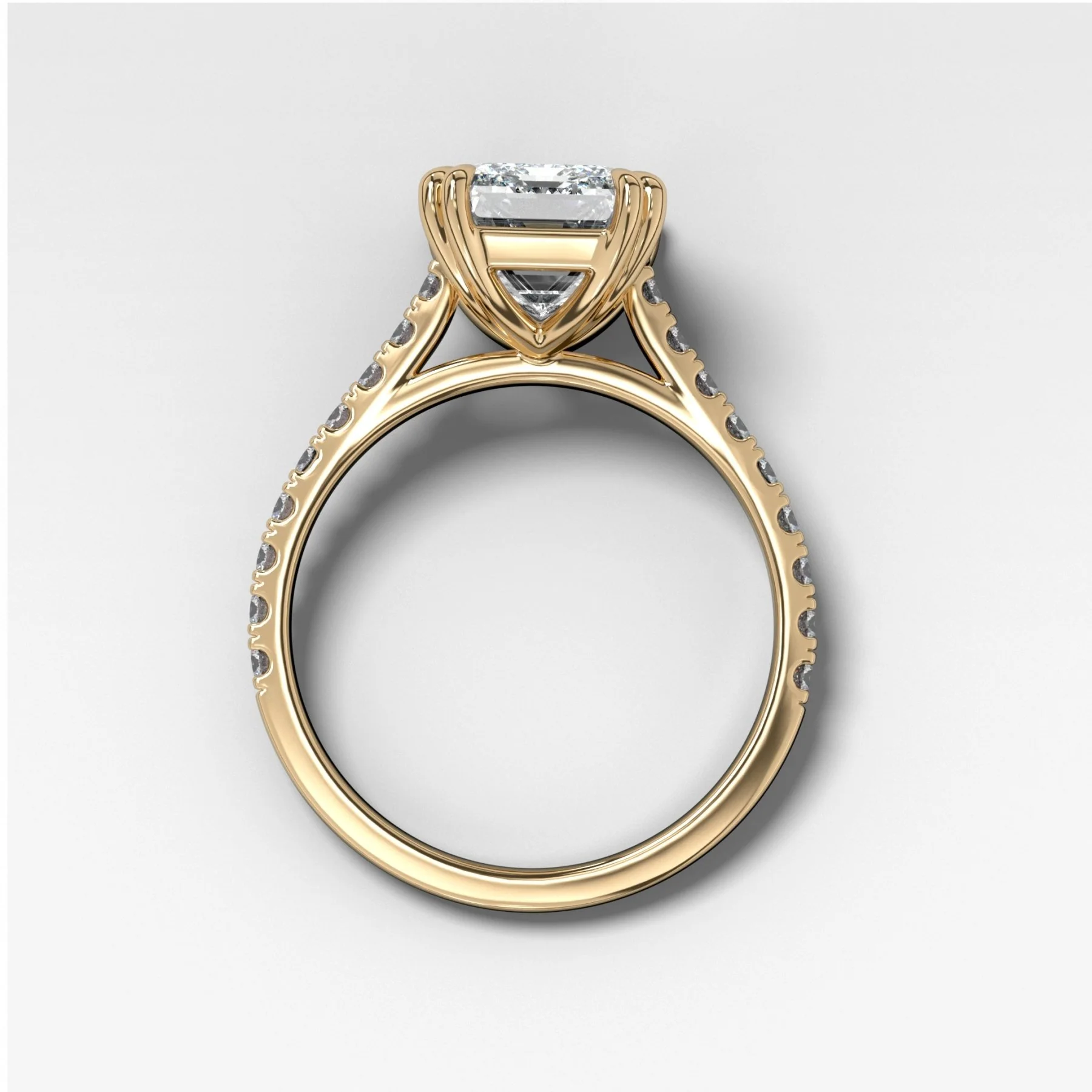 Signature Pavé Engagement Ring With Emerald Cut Diamond - Image 2