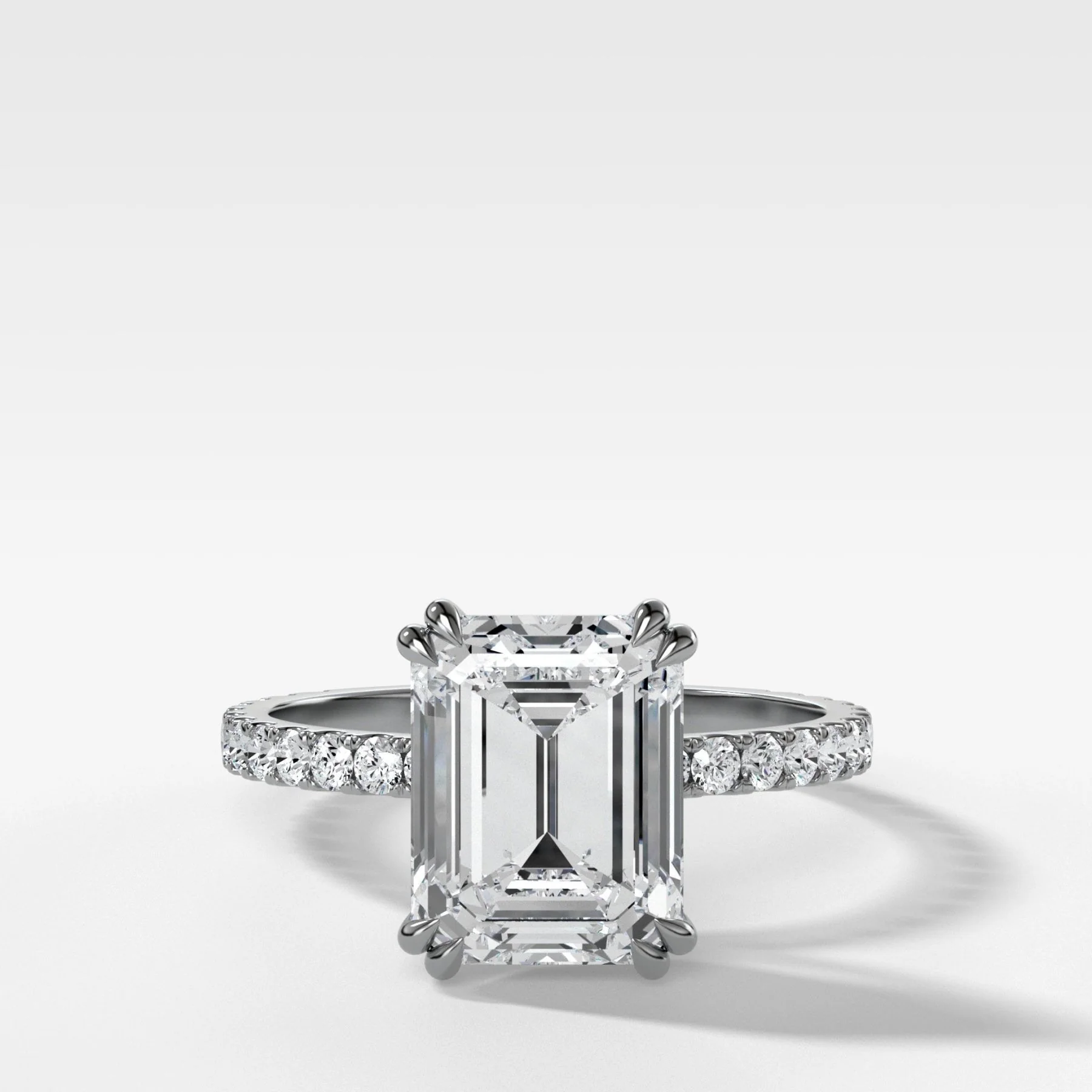 Signature Pavé Engagement Ring With Emerald Cut Diamond - Image 4