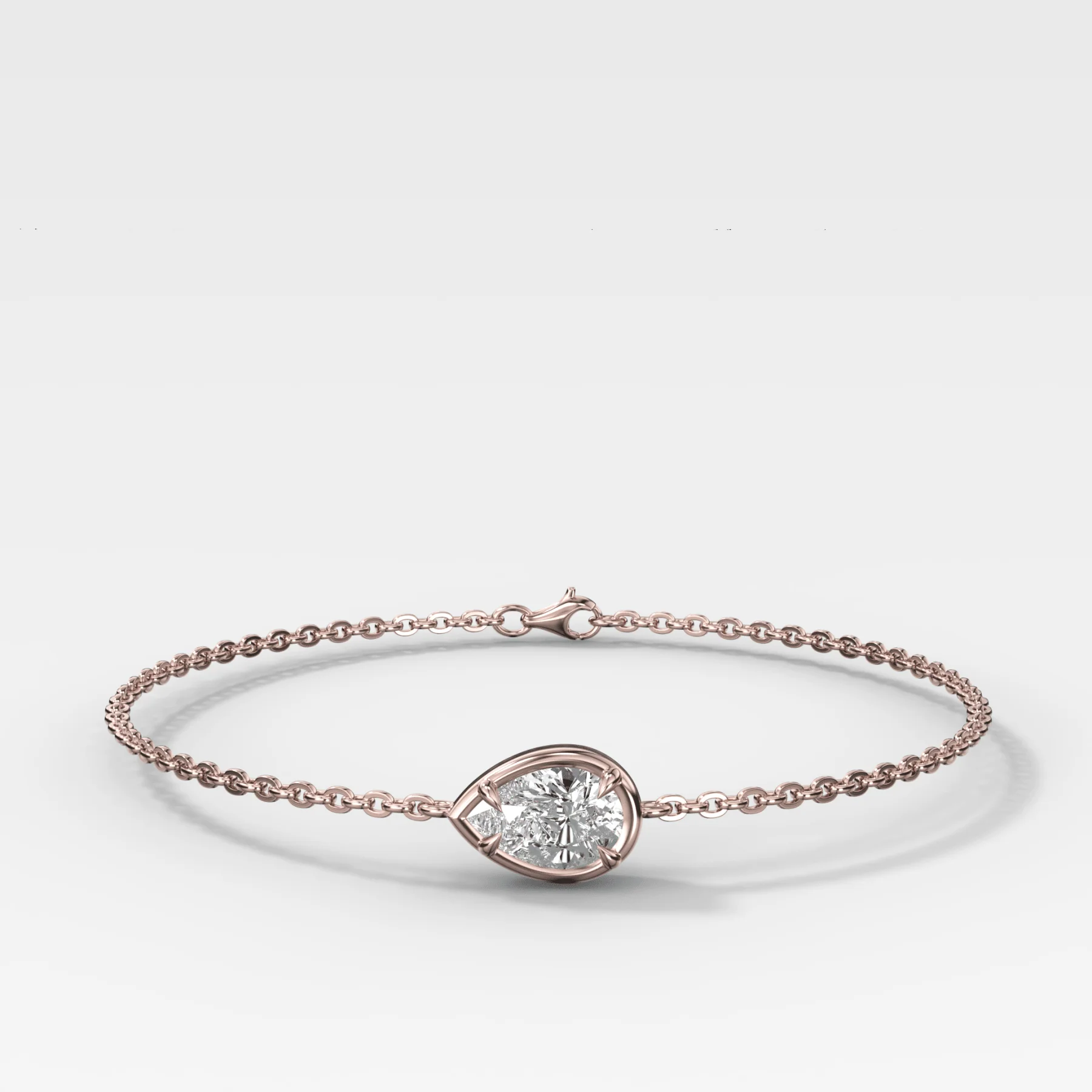 Single Stone Bezel Bracelet with East West Pear Cut Diamond - Image 3