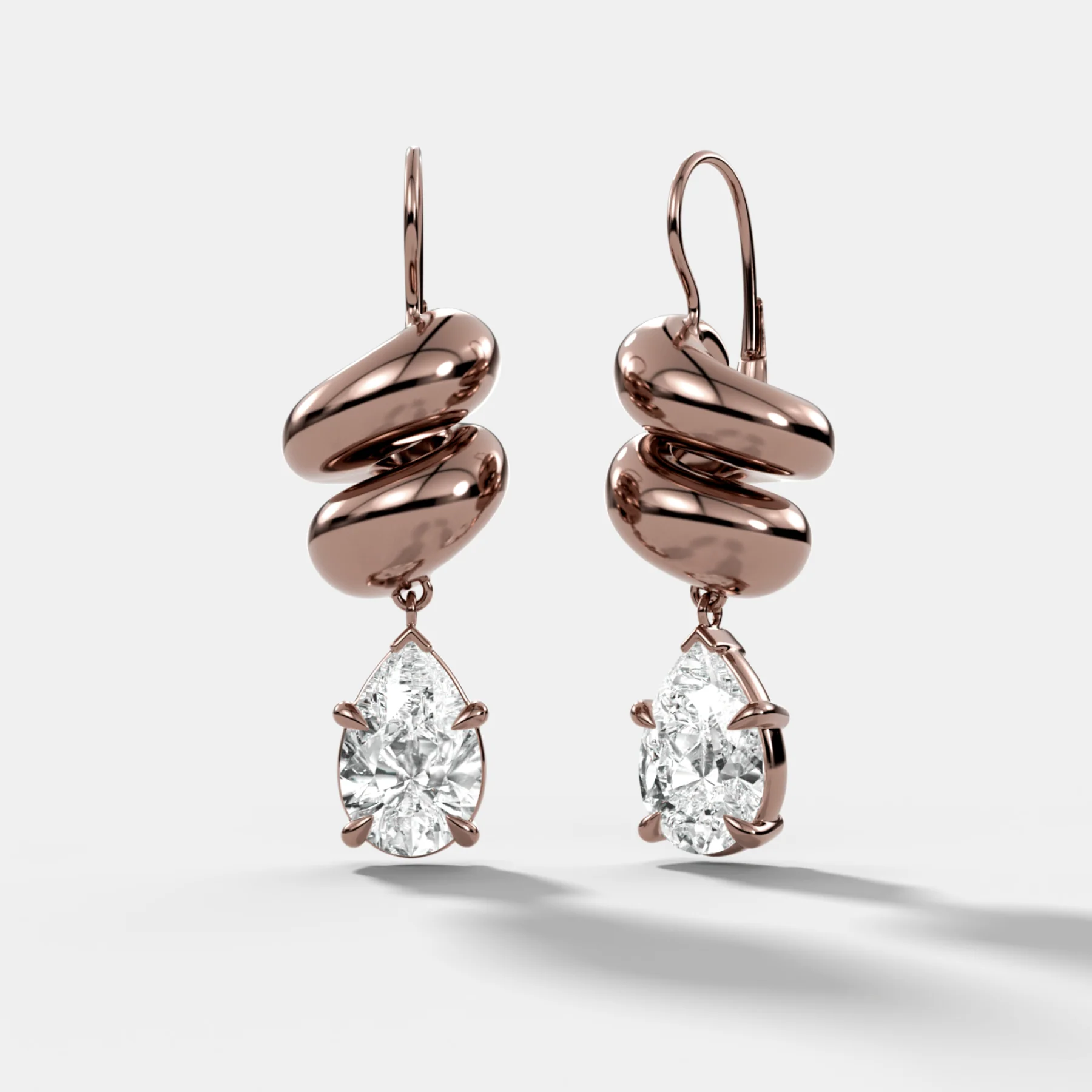 Dual Wrap Drop Earrings with Pear Cut Diamonds - Image 3