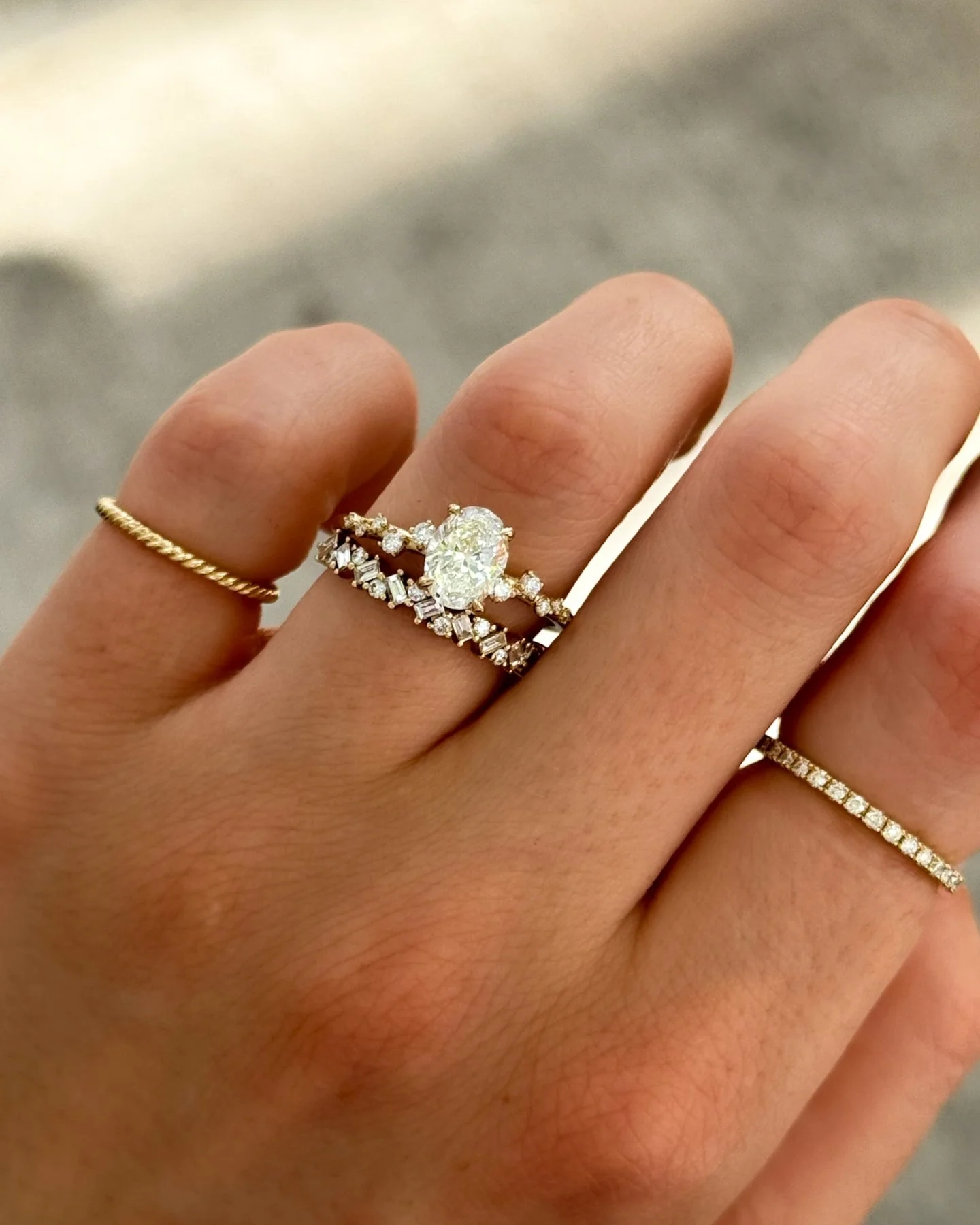 Starfire Engagement Ring with Oval Cut Diamond - Image 8