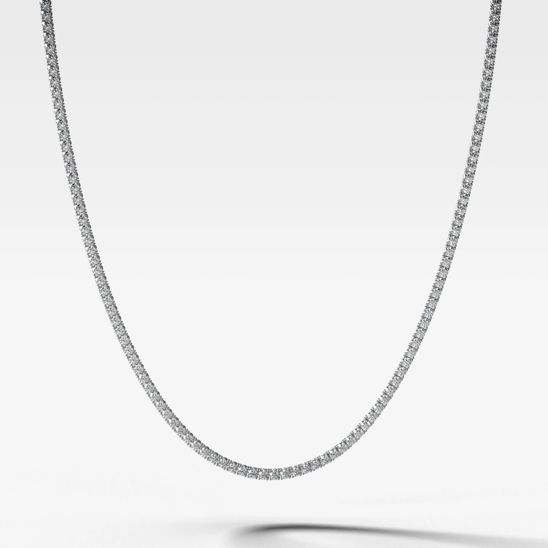 Straight Line Diamond Tennis Necklace 16in 7CTW