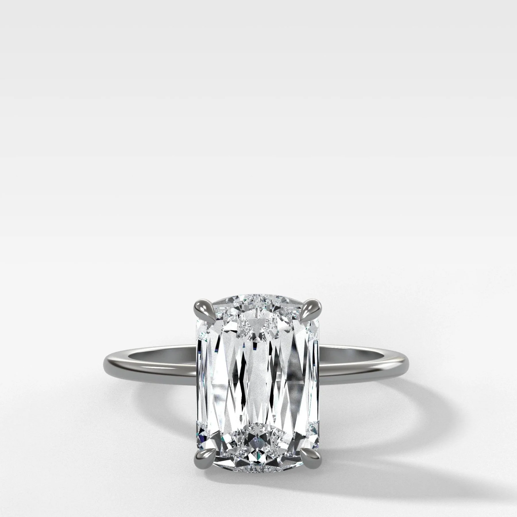 Thin + Simple Solitaire Engagement Ring With Crisscut® Cushion Cut Diamond - Image 2
