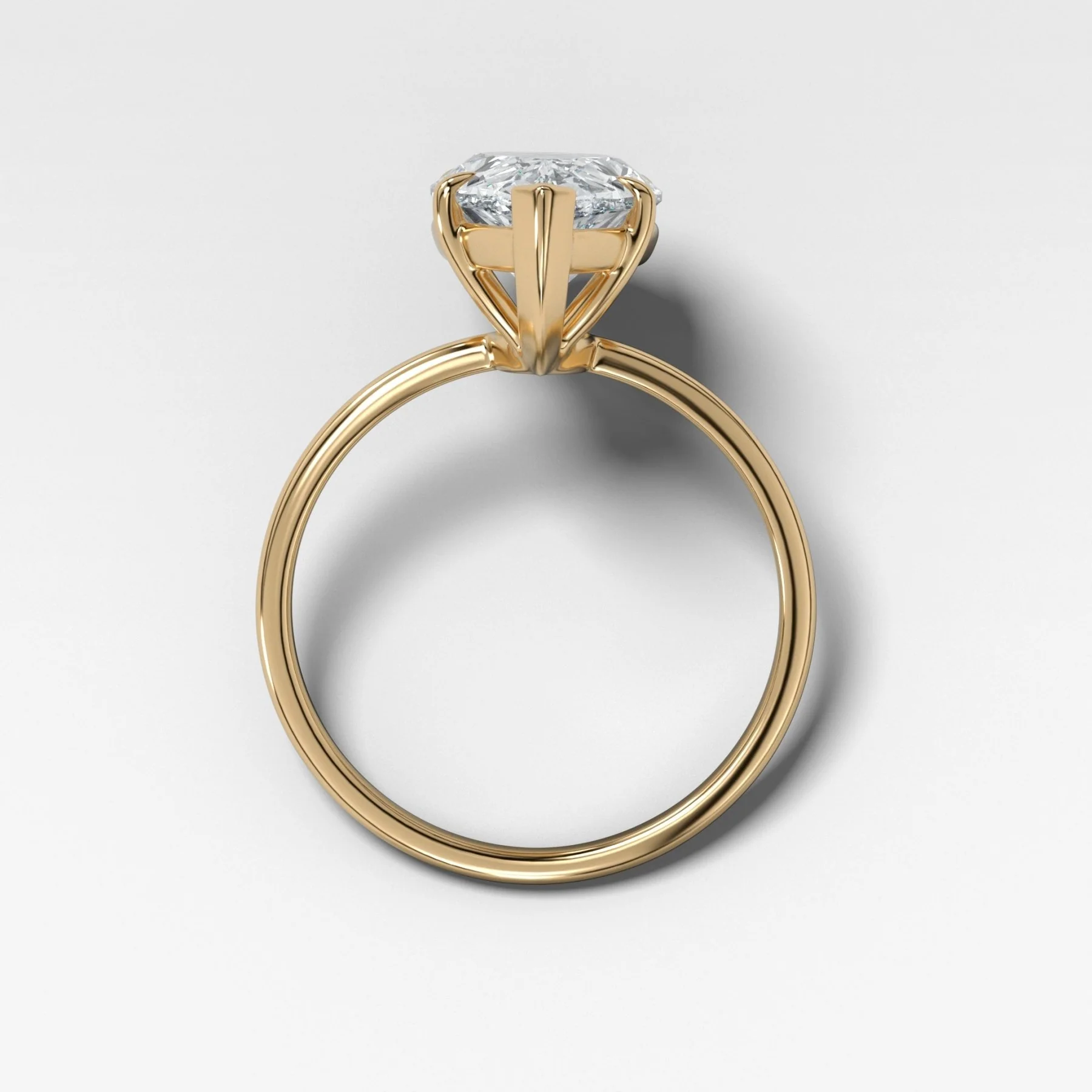 Thin + Simple Solitaire Engagement Ring With Pear Cut Diamond - Image 2
