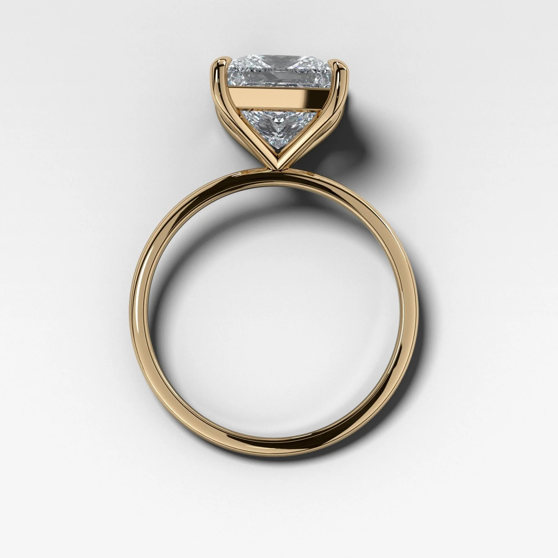 Thin + Simple Solitaire Engagement Ring With Princess Cut Diamond - Image 2