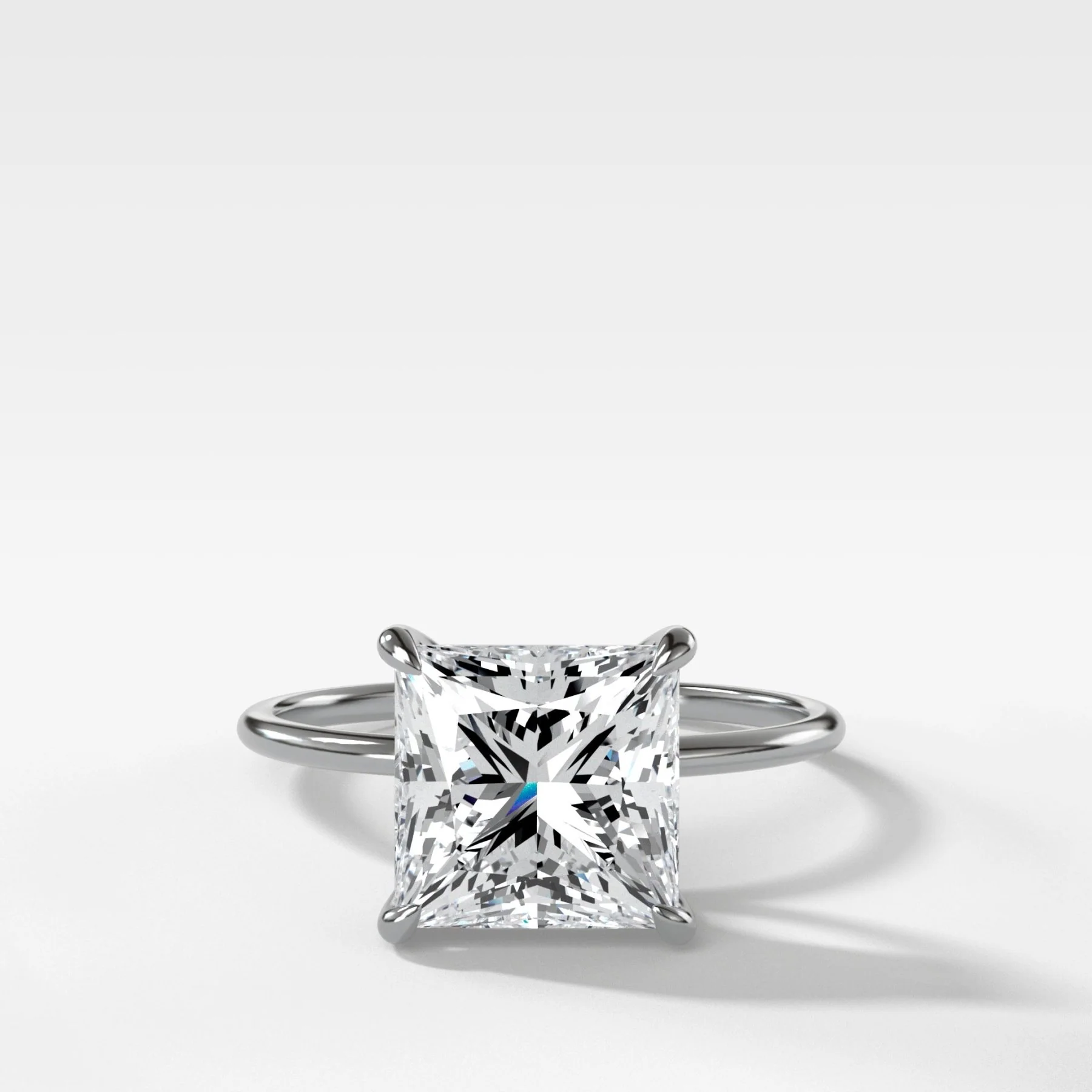 Thin + Simple Solitaire Engagement Ring With Princess Cut Diamond - Image 4