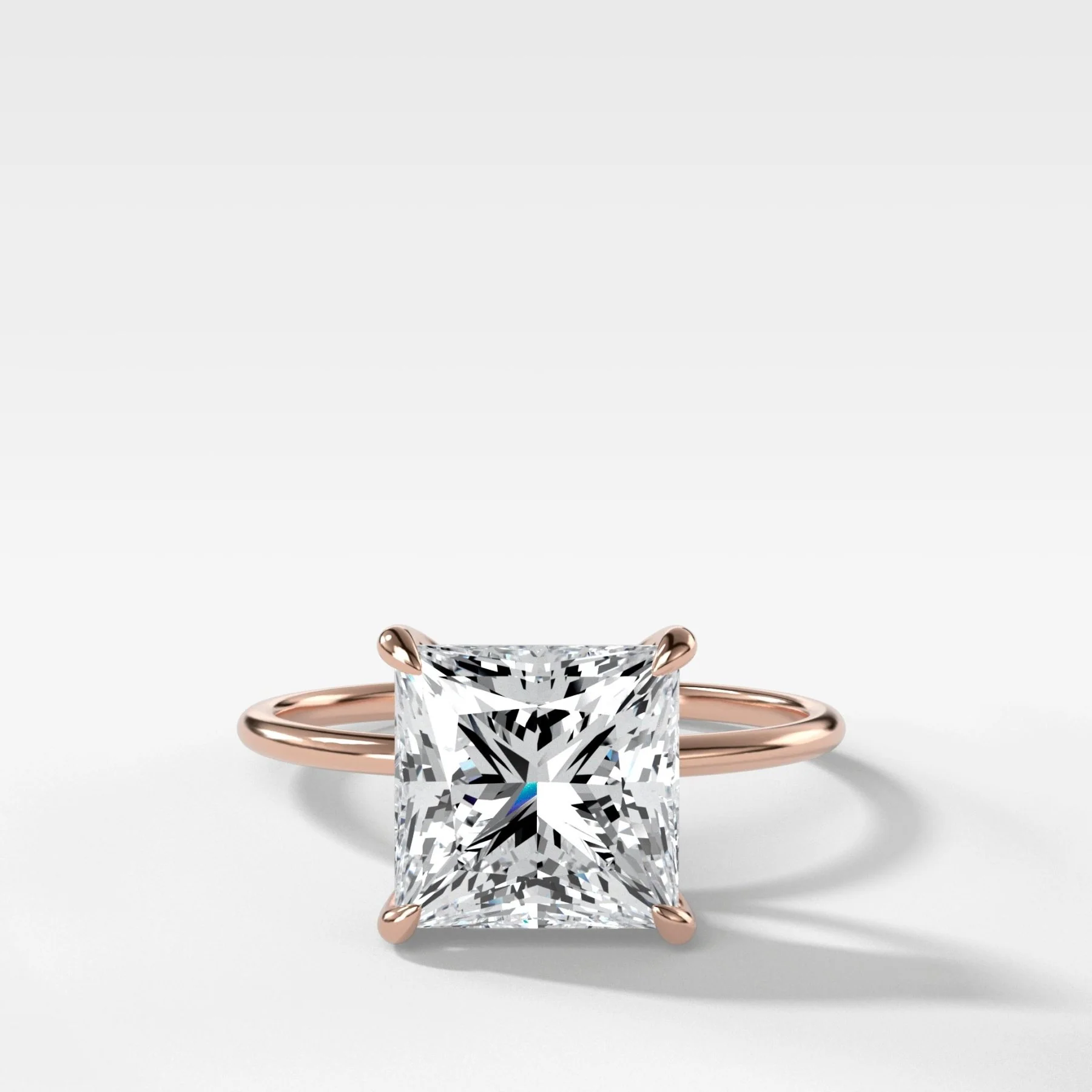 Thin + Simple Solitaire Engagement Ring With Princess Cut Diamond - Image 5