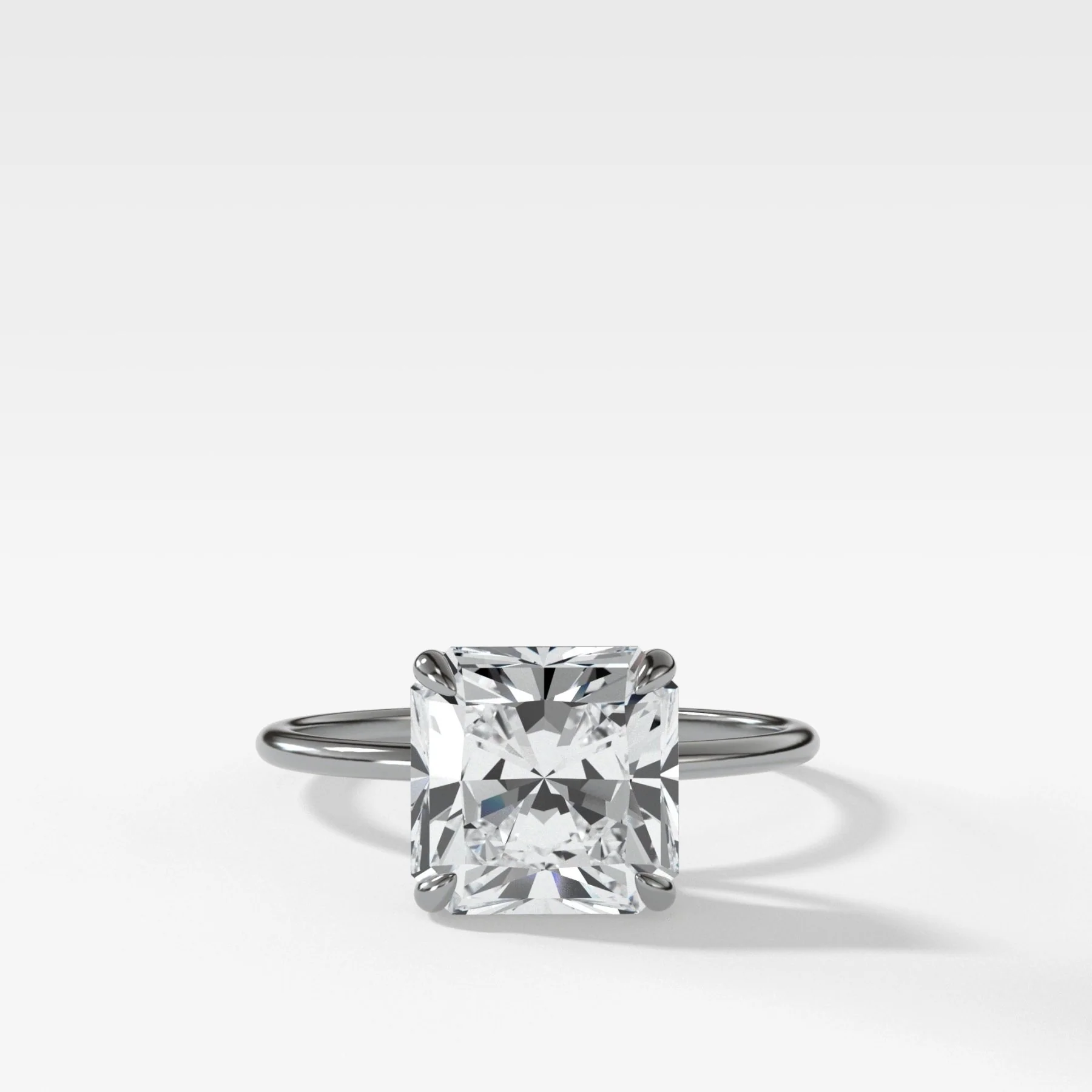 Thin + Simple Solitaire Engagement Ring With Radiant Cut Diamond - Image 3