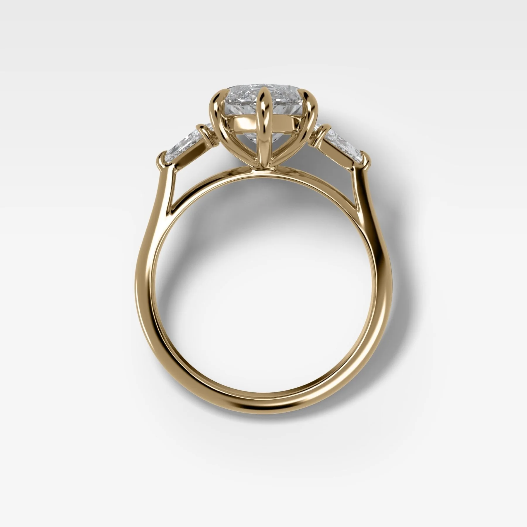 Three Stone Engagement Ring With Kite Side Stones and Marquise Cut Diamond - Image 2
