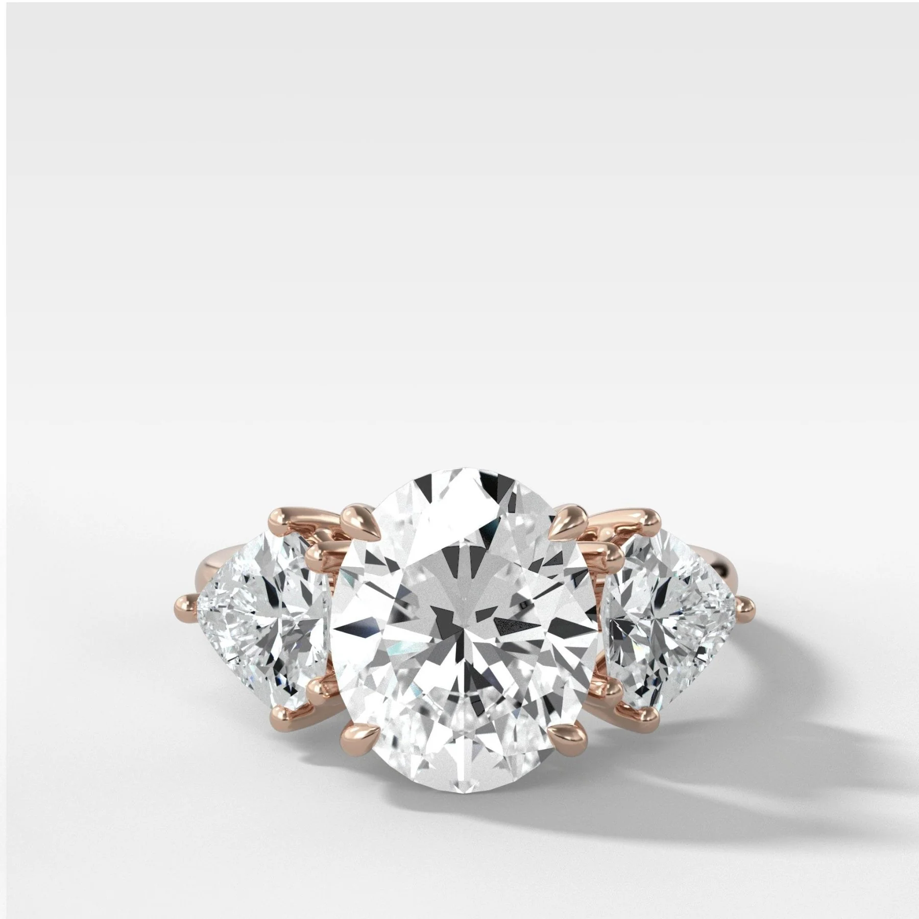 Three Stone Oval Cut Engagement Ring With Epaulette Diamond Sides - Image 3