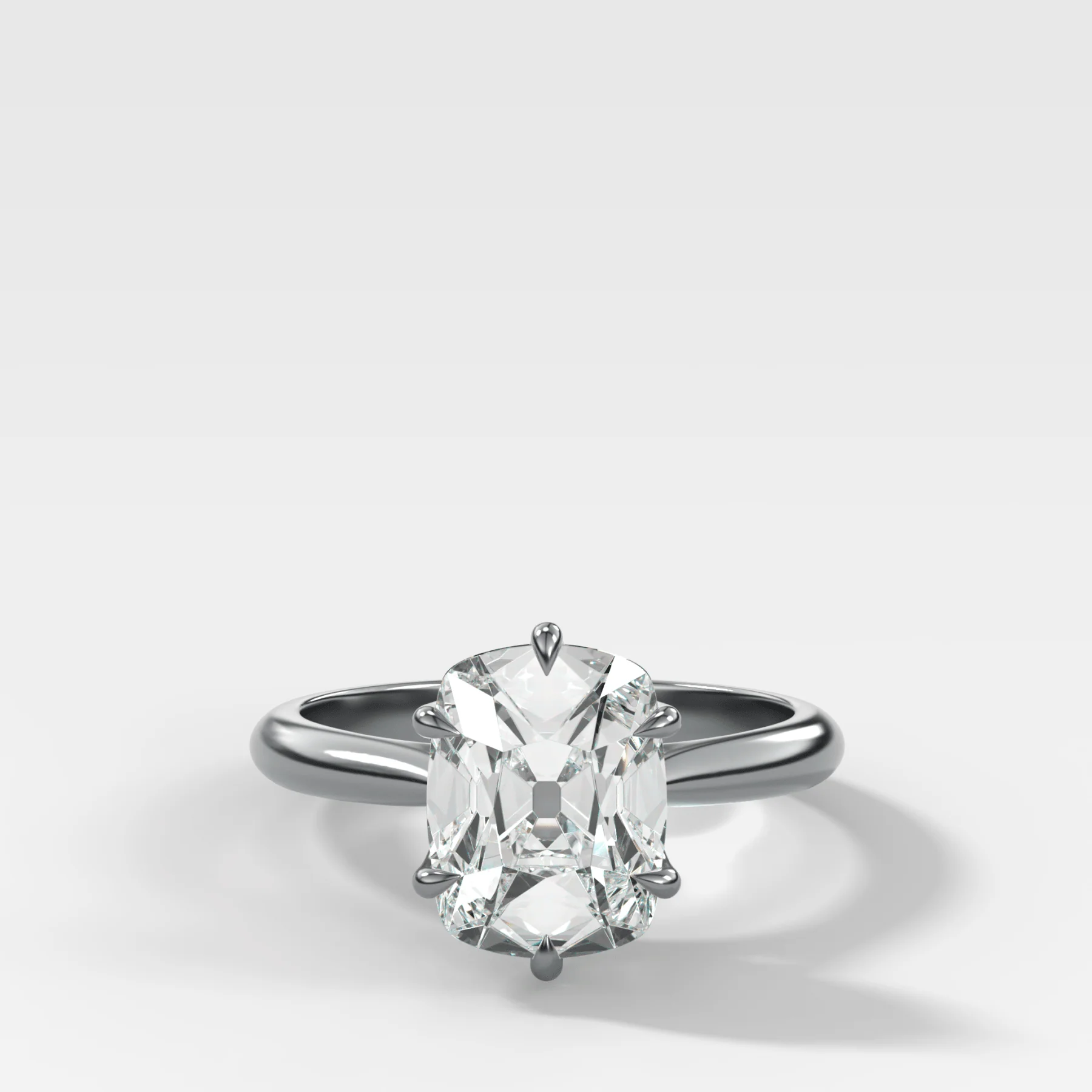 Tulip Basket Cathedral Engagement Ring with Elongated Old Mine Cut Diamond - Image 4