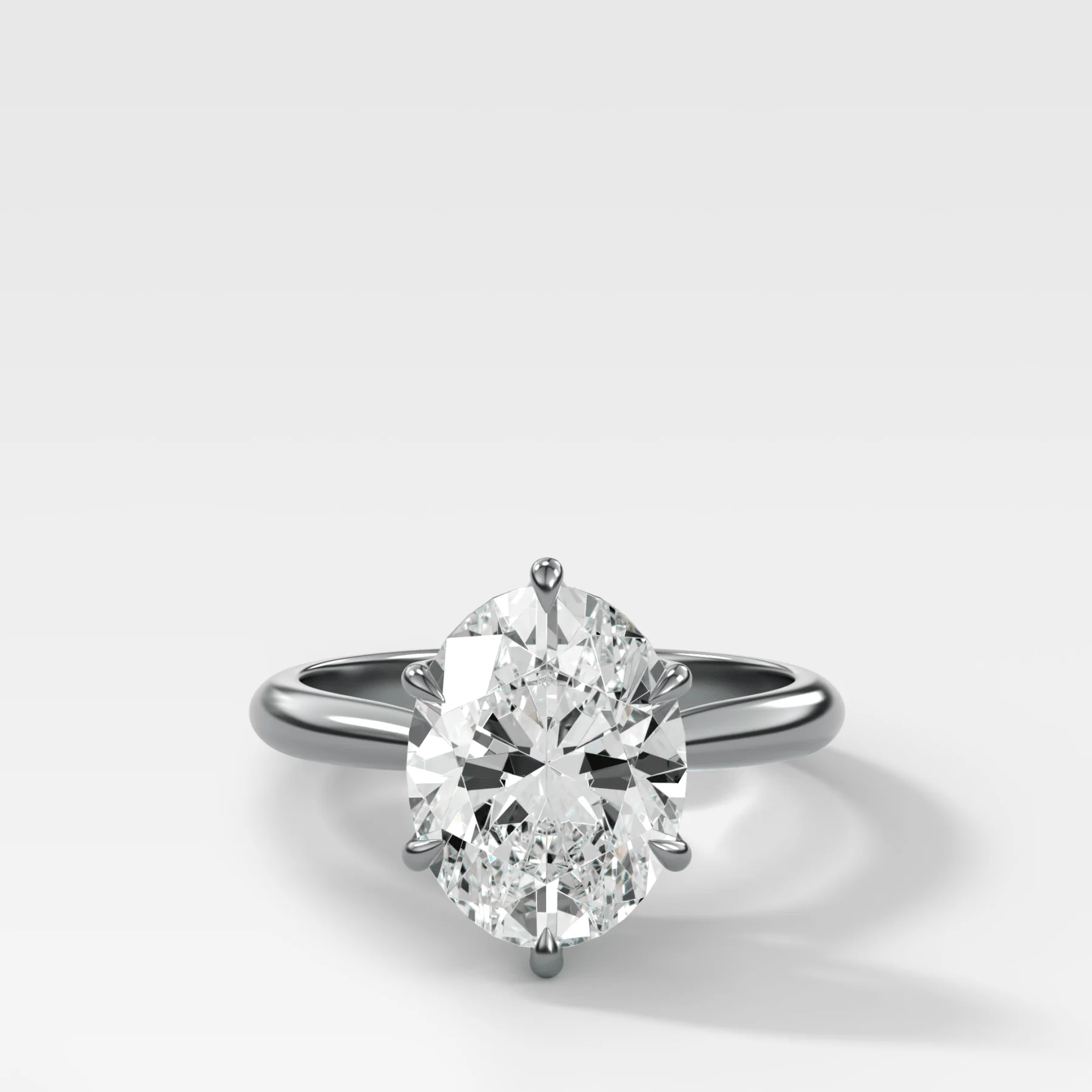 Tulip Basket Cathedral Engagement Ring with Oval Cut Diamond - Image 4