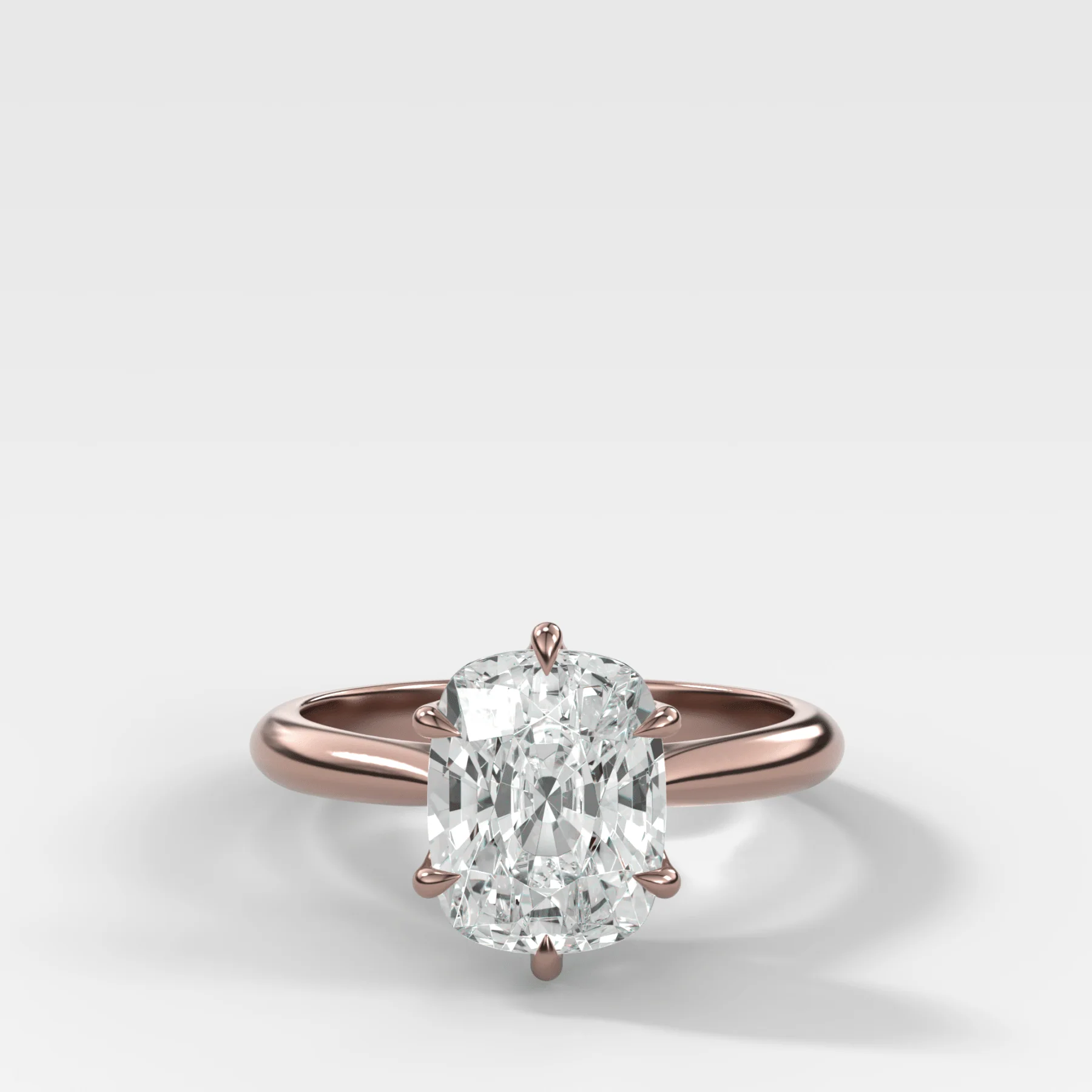 Tulip Basket Cathedral Engagement Ring with Elongated Cushion Cut Diamond - Image 5
