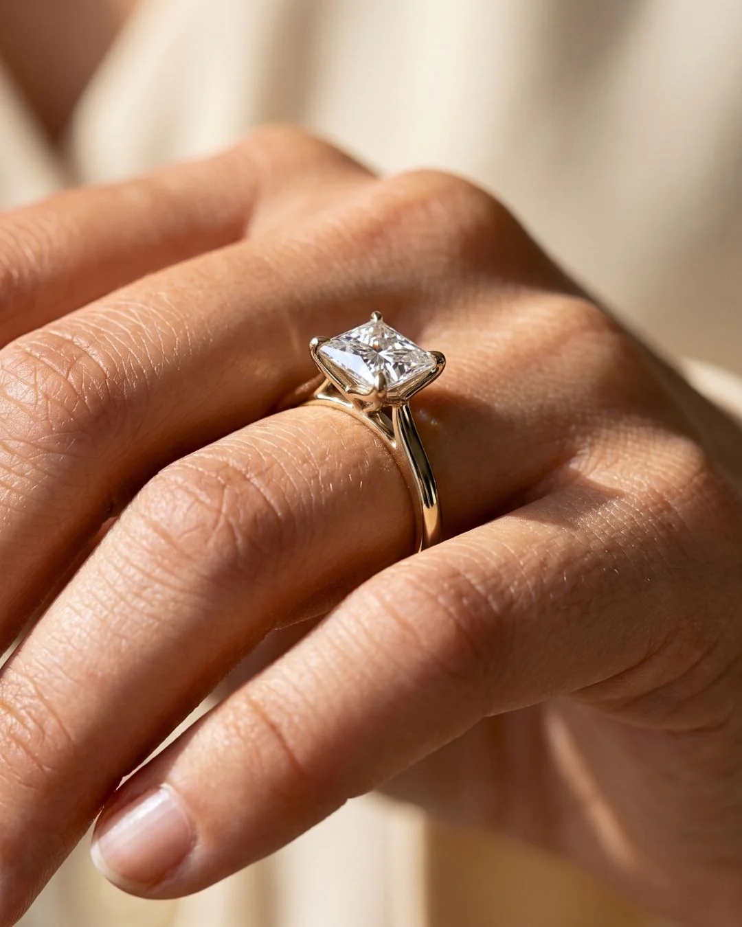 Tulip Basket Cathedral Engagement Ring with Princess Cut Diamond - Image 3