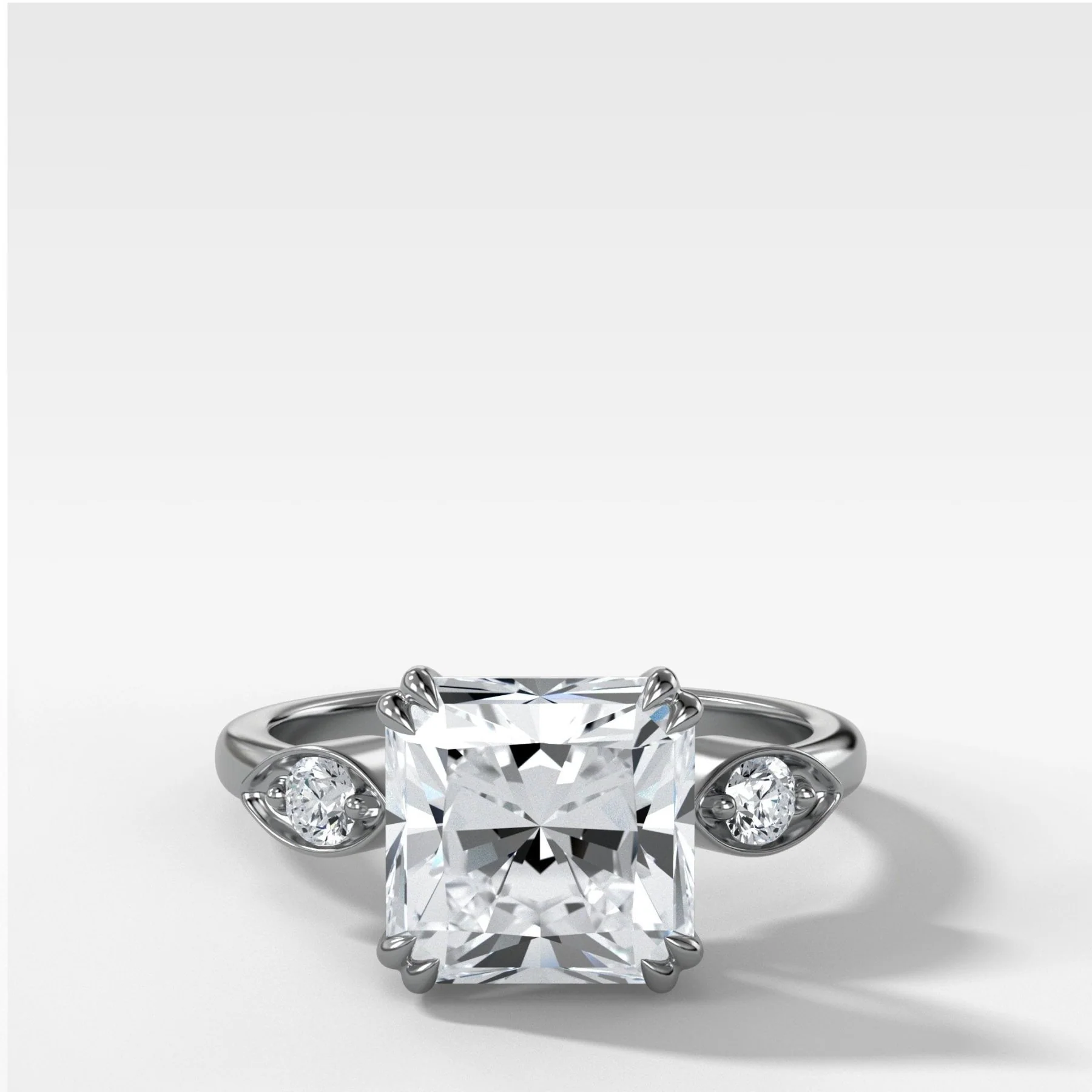 Vintage Ridge Shank Diamond Engagement Ring With Radiant Square Cut Diamond - Image 3