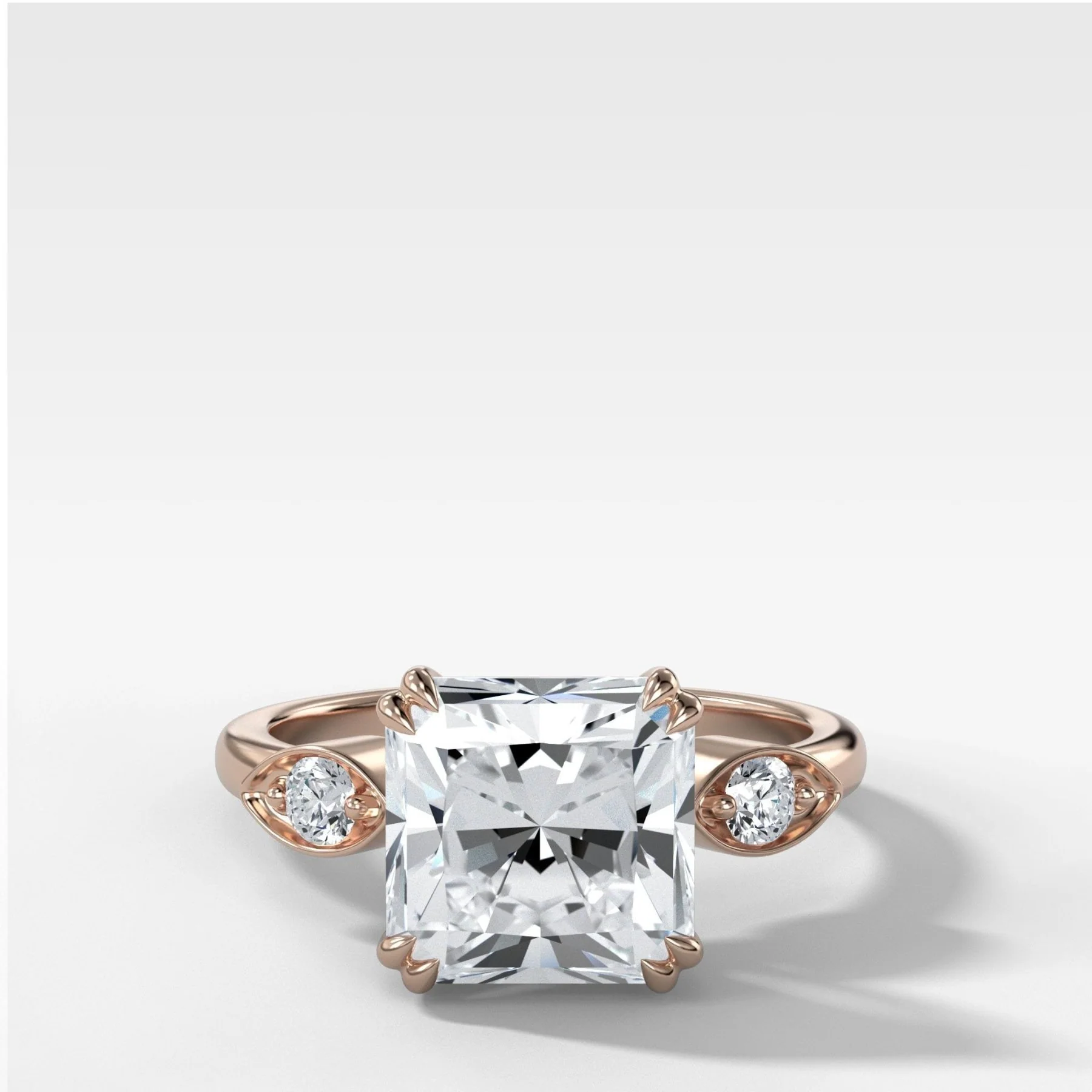 Vintage Ridge Shank Diamond Engagement Ring With Radiant Square Cut Diamond - Image 4