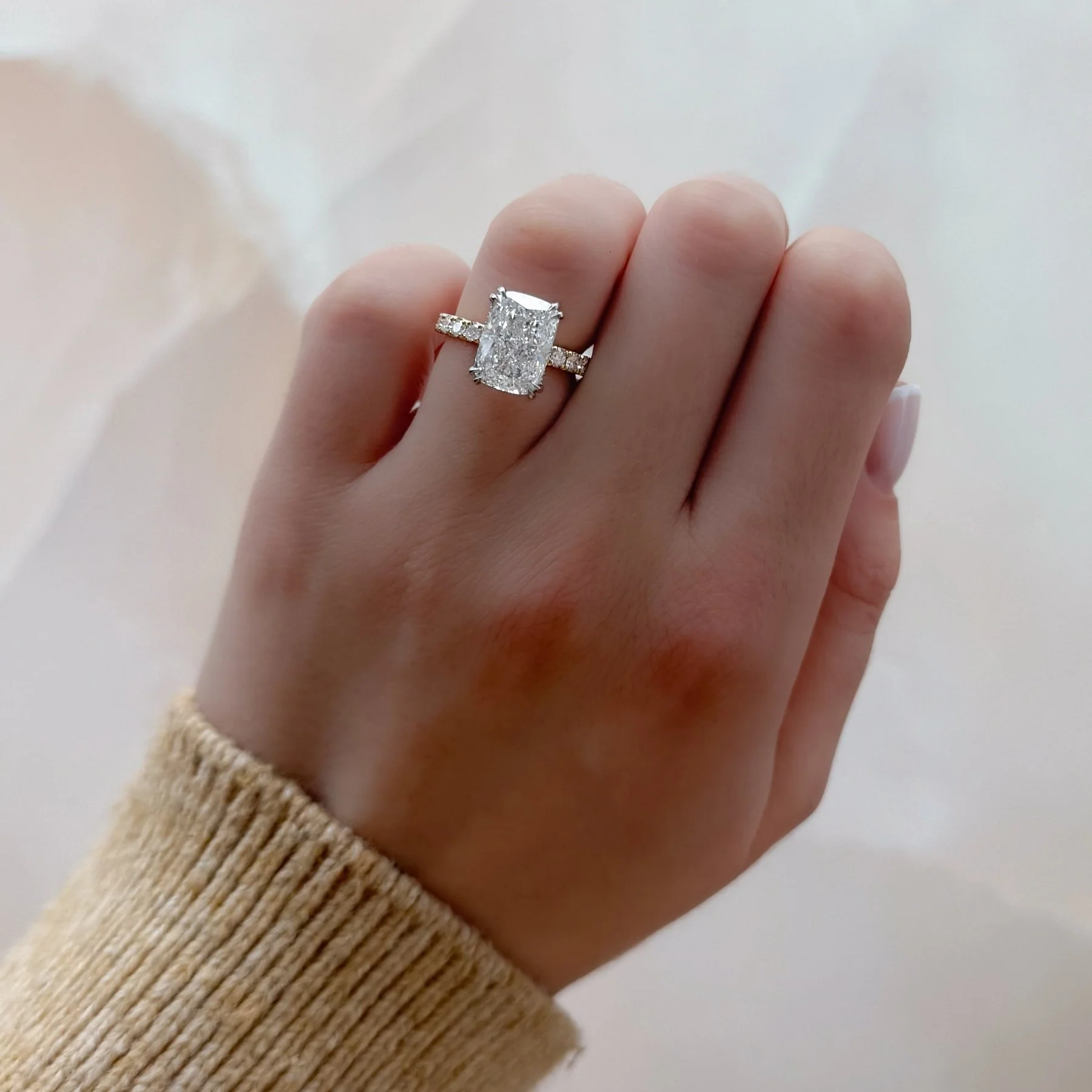 Zenith Engagement Ring With Elongated Cushion Cut Diamond - Image 3