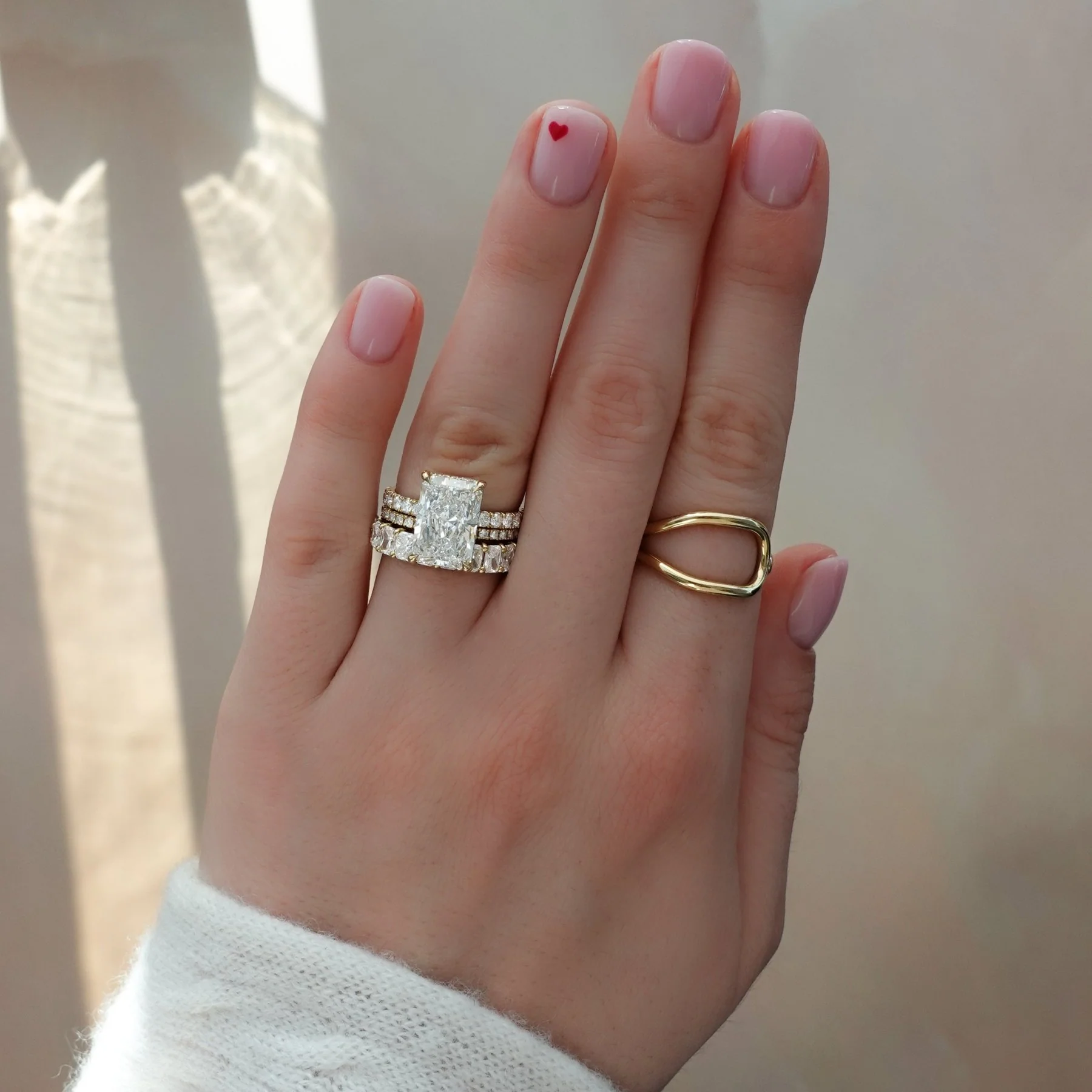 Zenith Engagement Ring With Elongated Radiant Cut Diamond - Image 5
